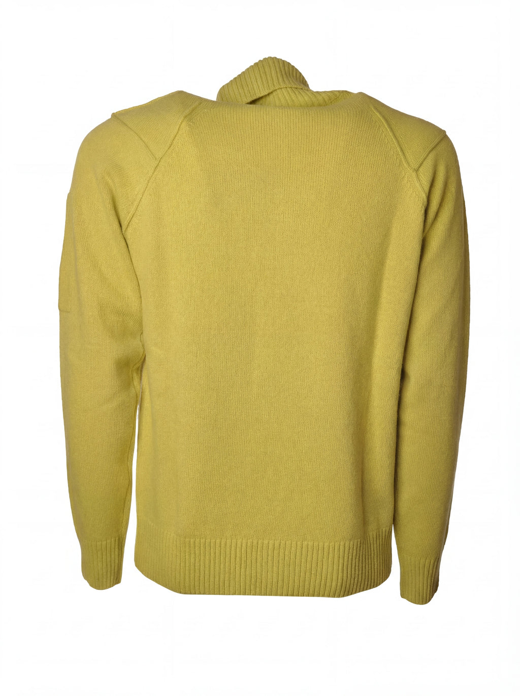 Dettaglio maglia collo alto cedro spalla raglan manica a rilievo C.P. Company da uomo