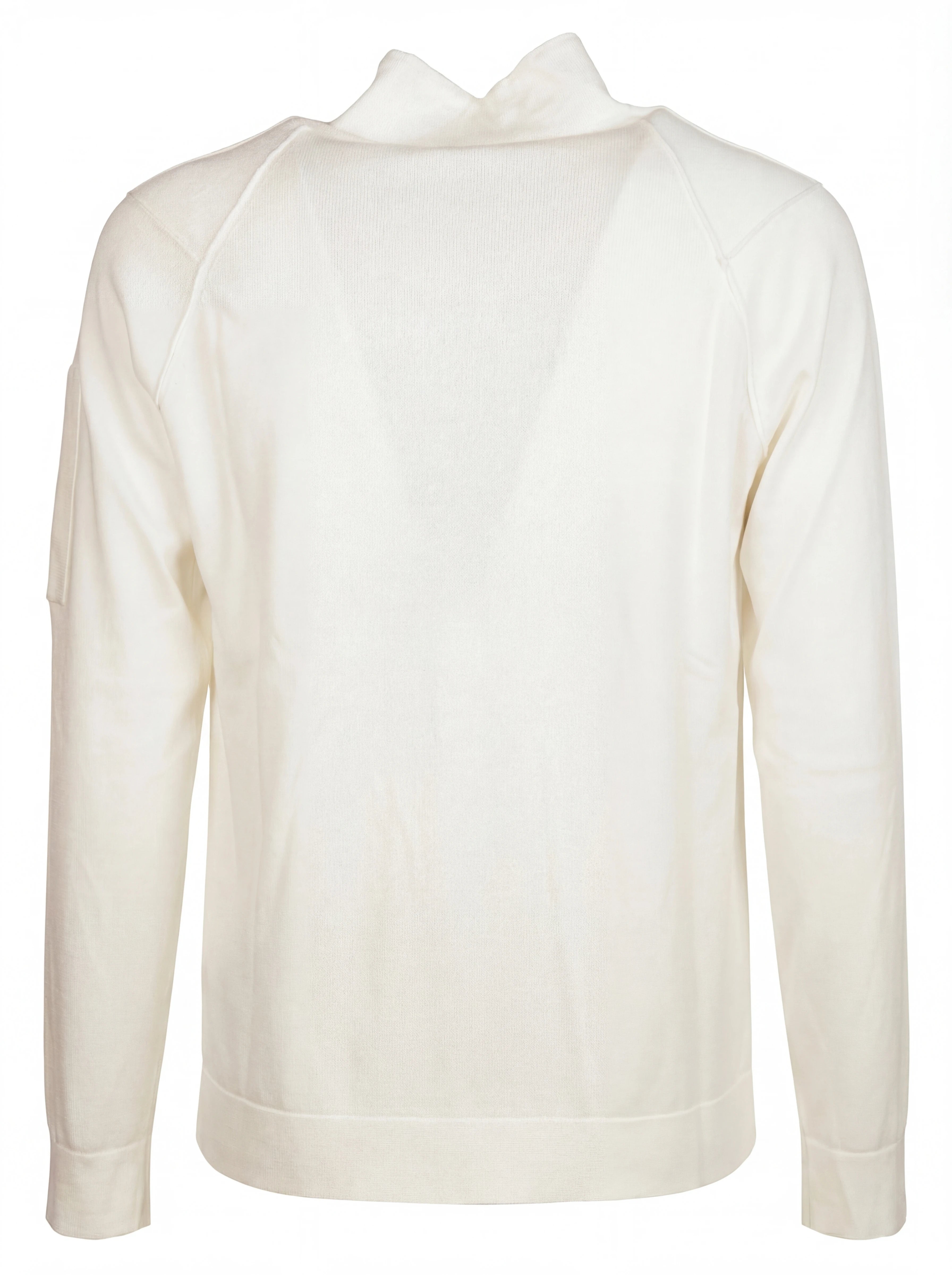 Dettaglio cardigan bianco zip spalla raglan C.P. Company da uomo