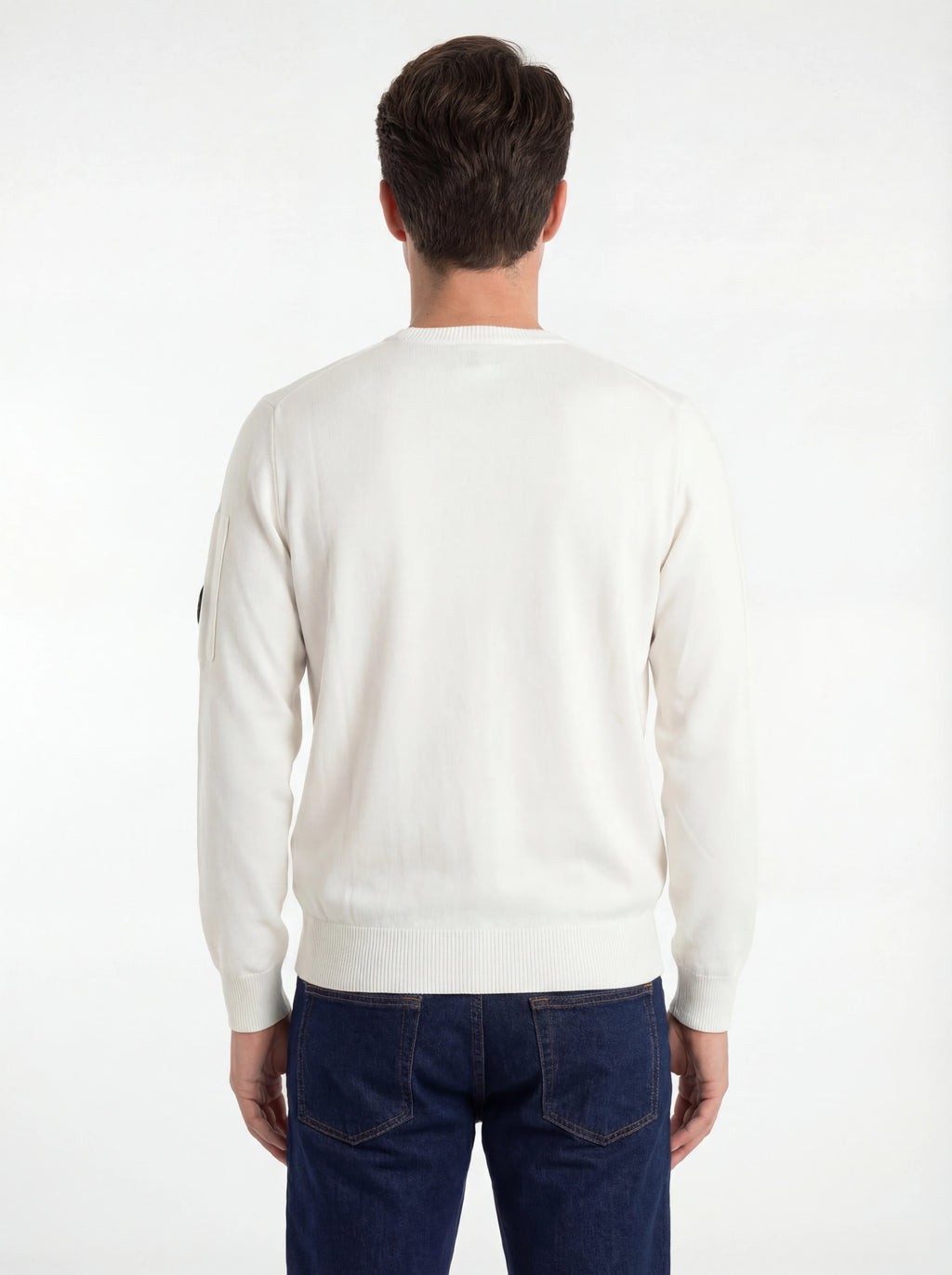 Modello a 45° con maglia girocollo bianco C.P. Company da uomo in cotone