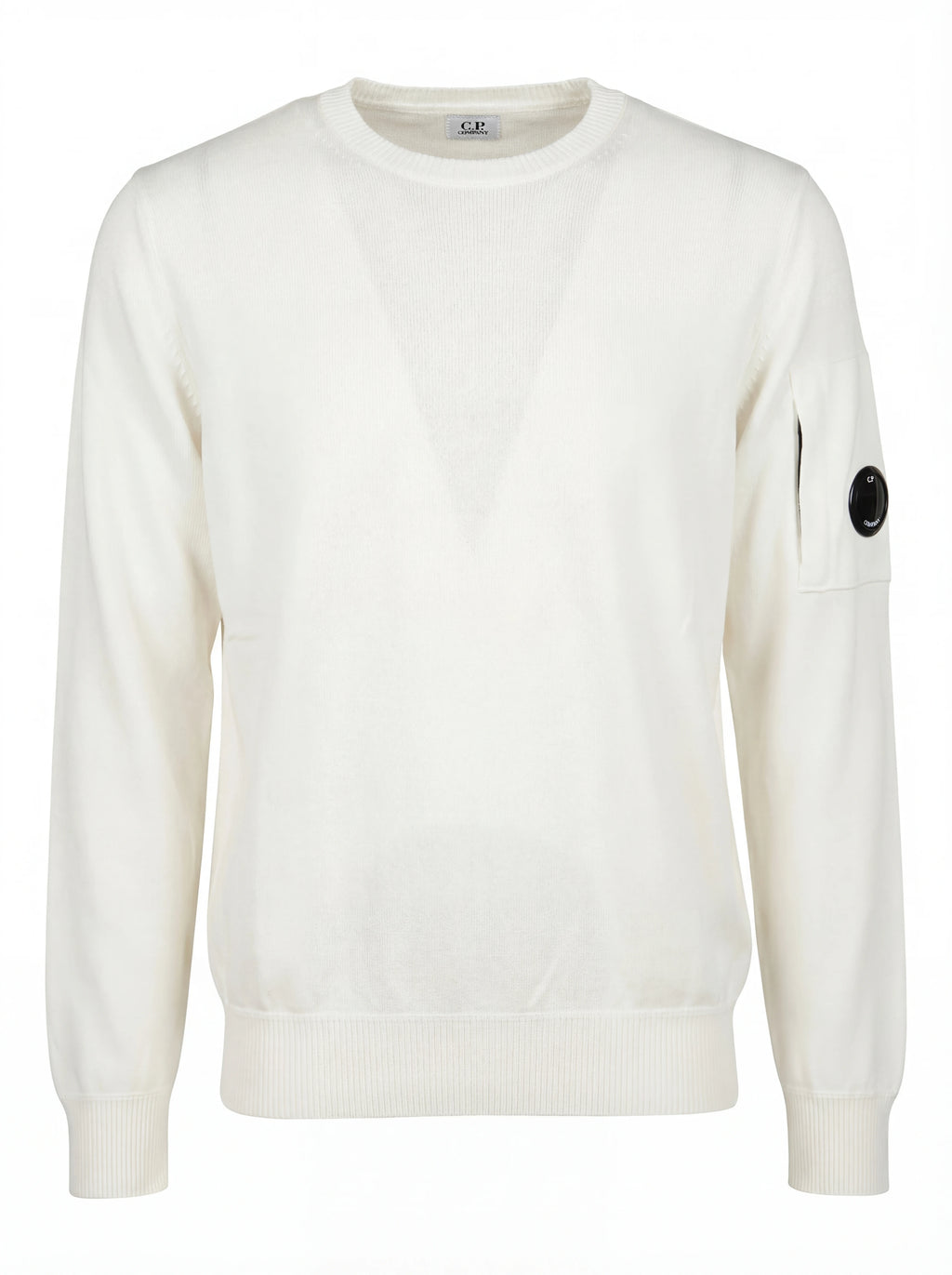 Maglia girocollo frontale, maglia girocollo bianco C.P. Company da uomo in cotone