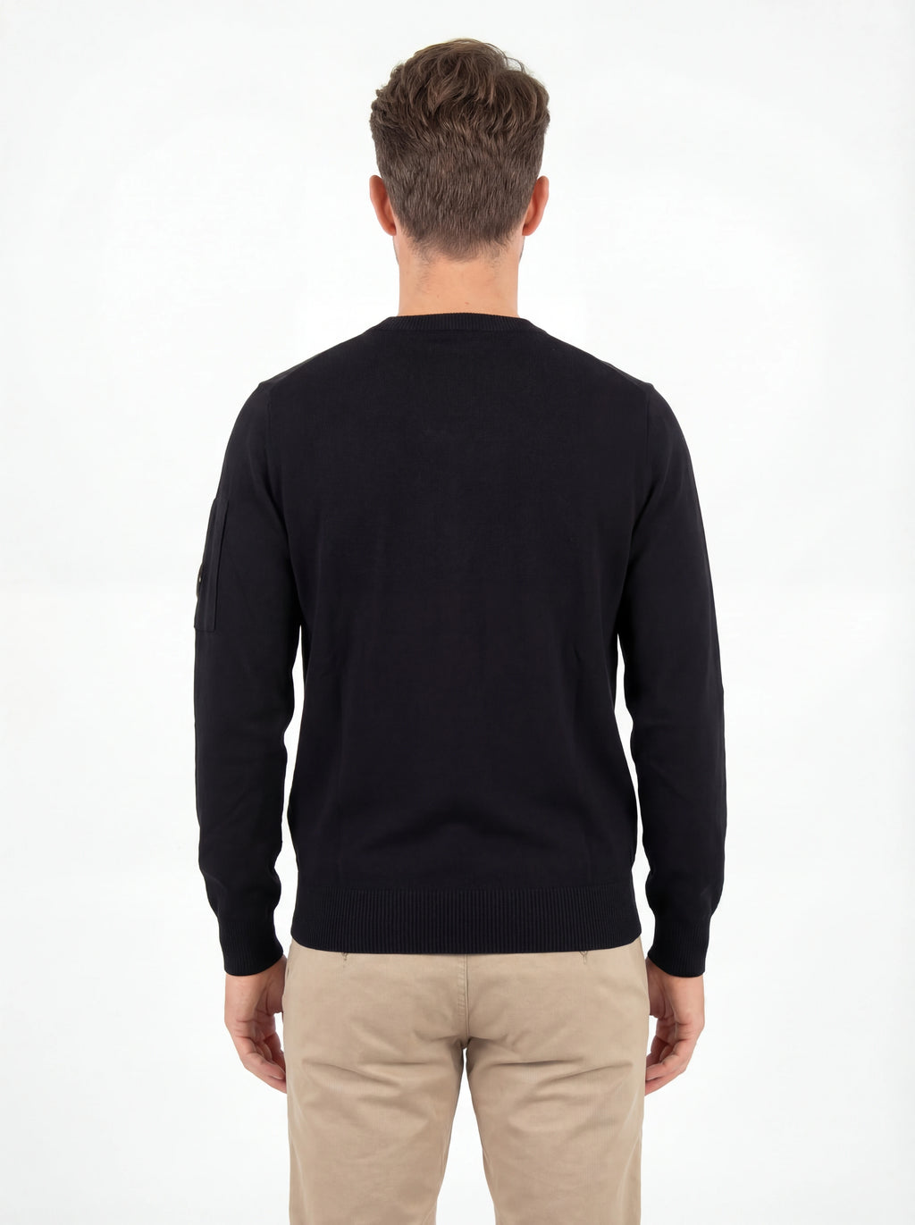 Modello a 45° con maglia girocollo nero C.P. Company da uomo in cotone