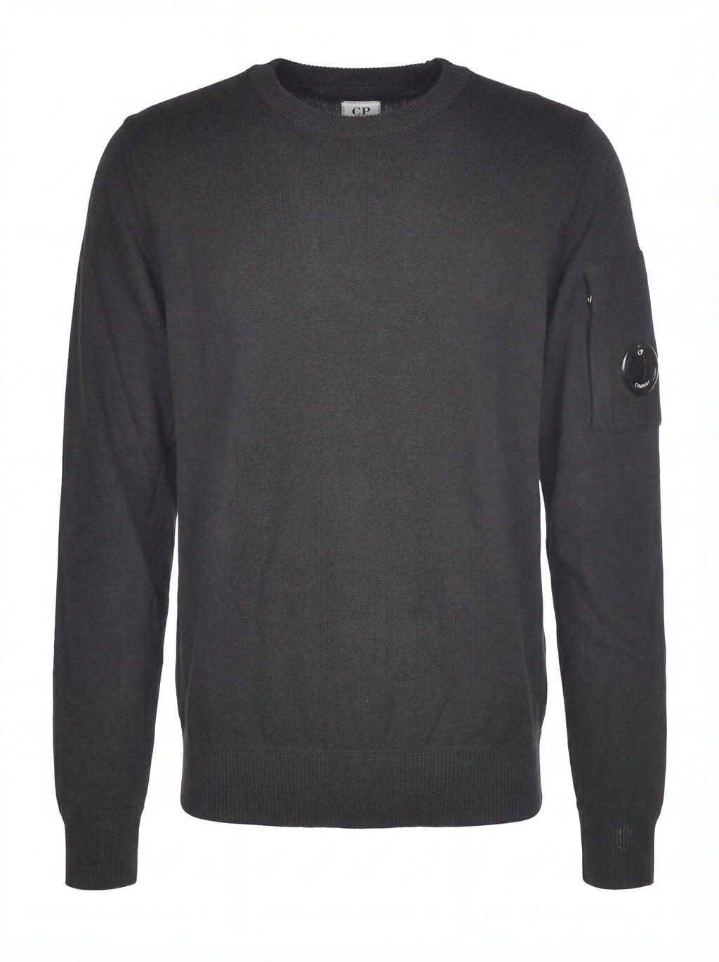 Dettaglio maglia girocollo nero C.P. Company da uomo in cotone