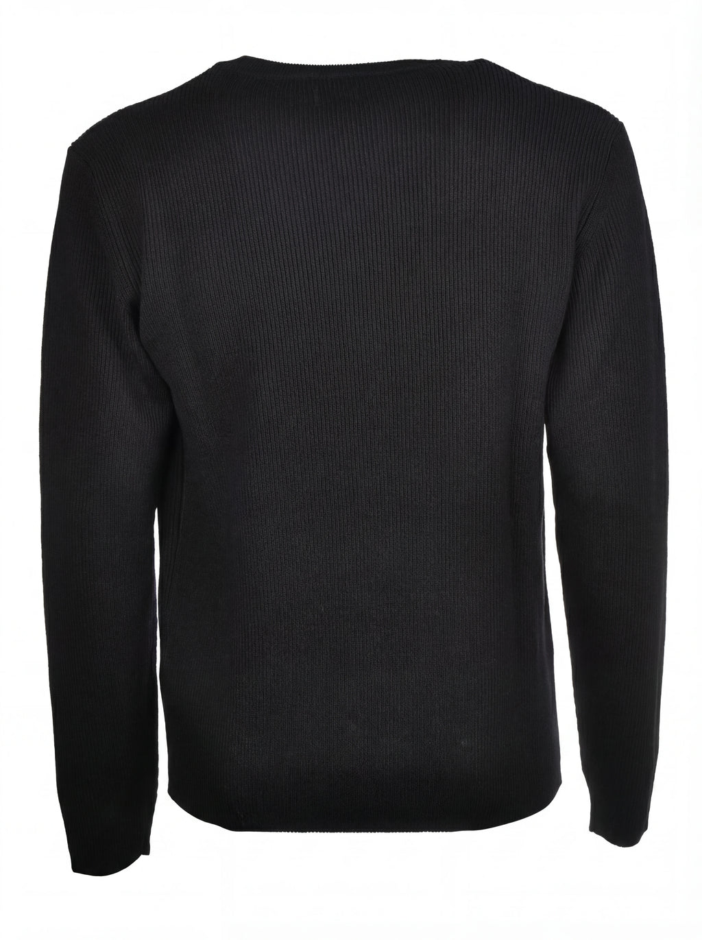 Maglione vista da dietro, maglione blu a costine C.P. Company da uomo in lana merino