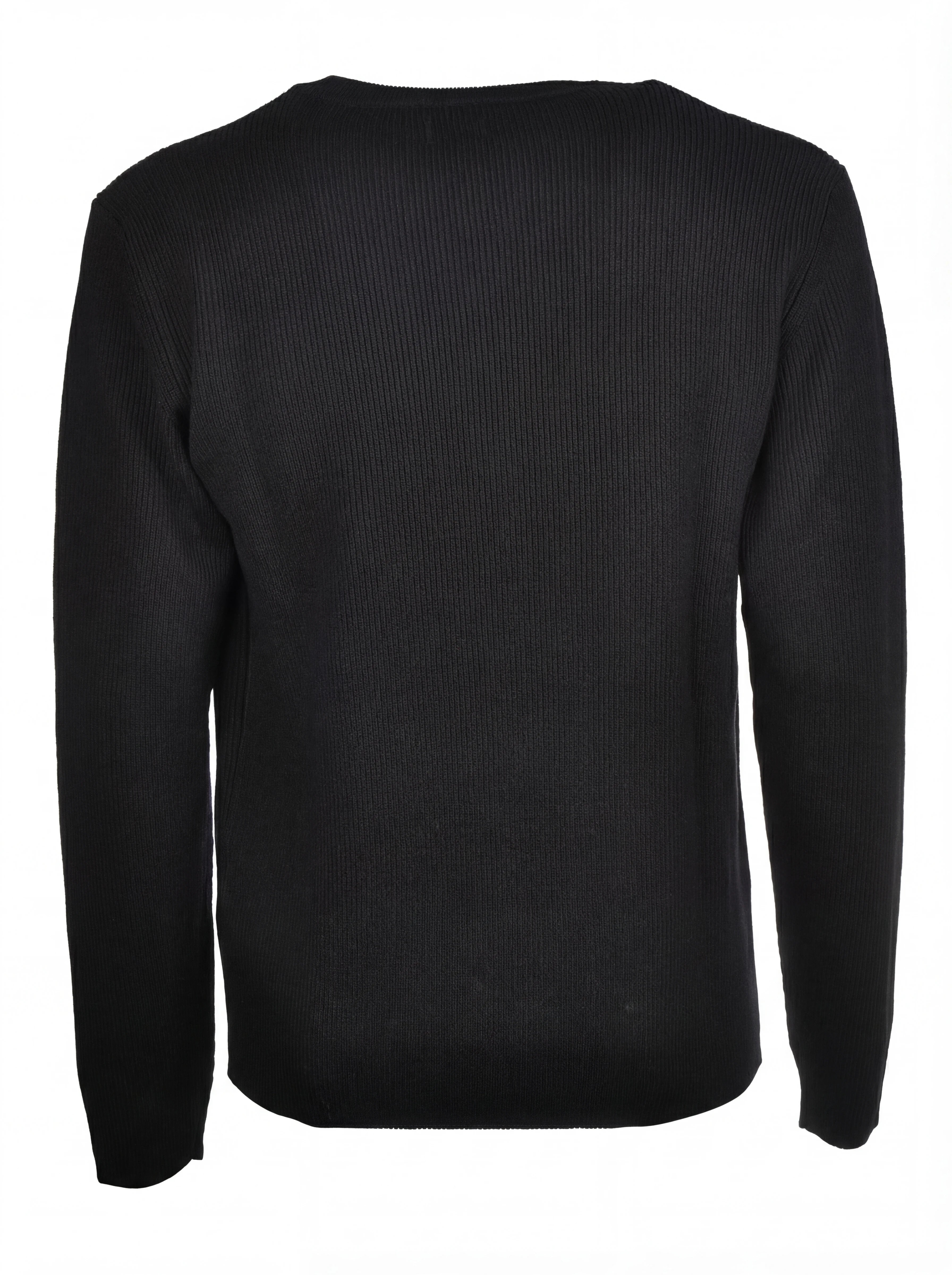 Maglione vista da dietro, maglione blu a costine C.P. Company da uomo in lana merino