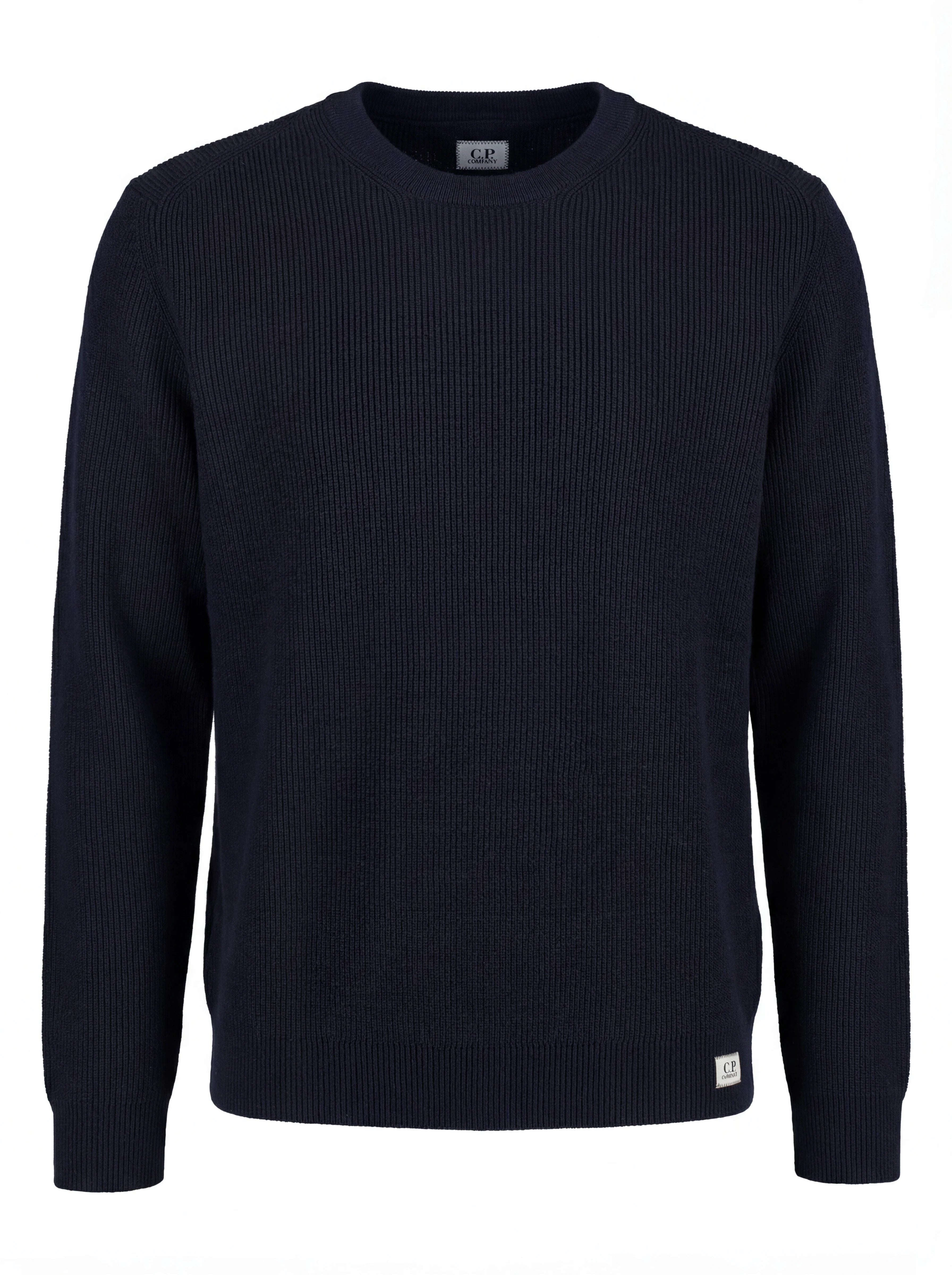 Maglione frontale, maglione blu a costine C.P. Company da uomo in lana merino