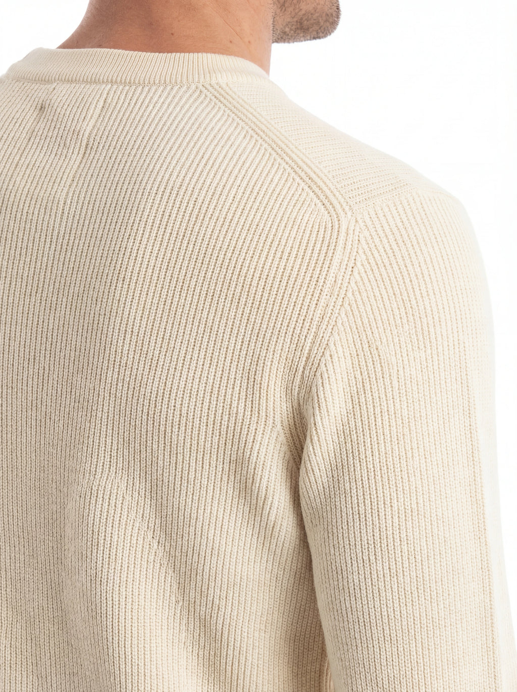 Maglione frontale, maglione bianco a costine C.P. Company da uomo in lana merino