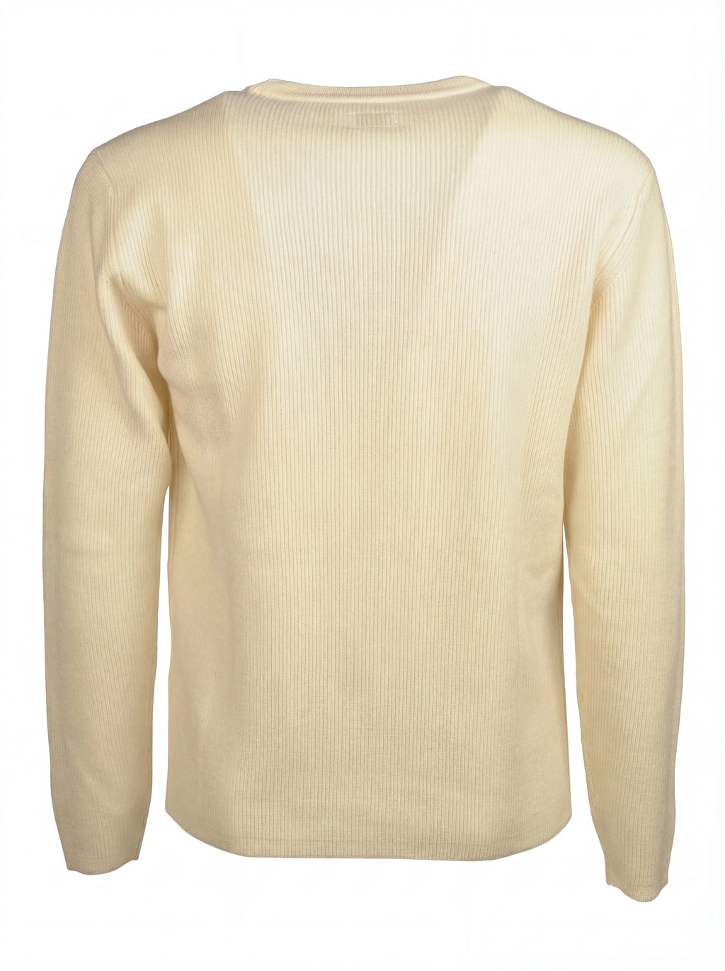 Dettaglio maglione bianco a costine C.P. Company da uomo in lana merino