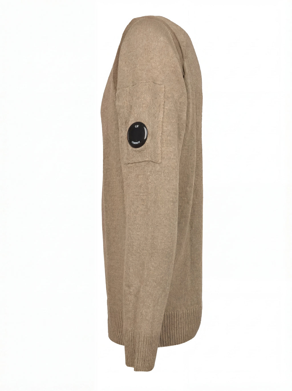 Dettaglio maglia girocollo cammello taschino con lente taschino C.P. Company da uomo in cotone