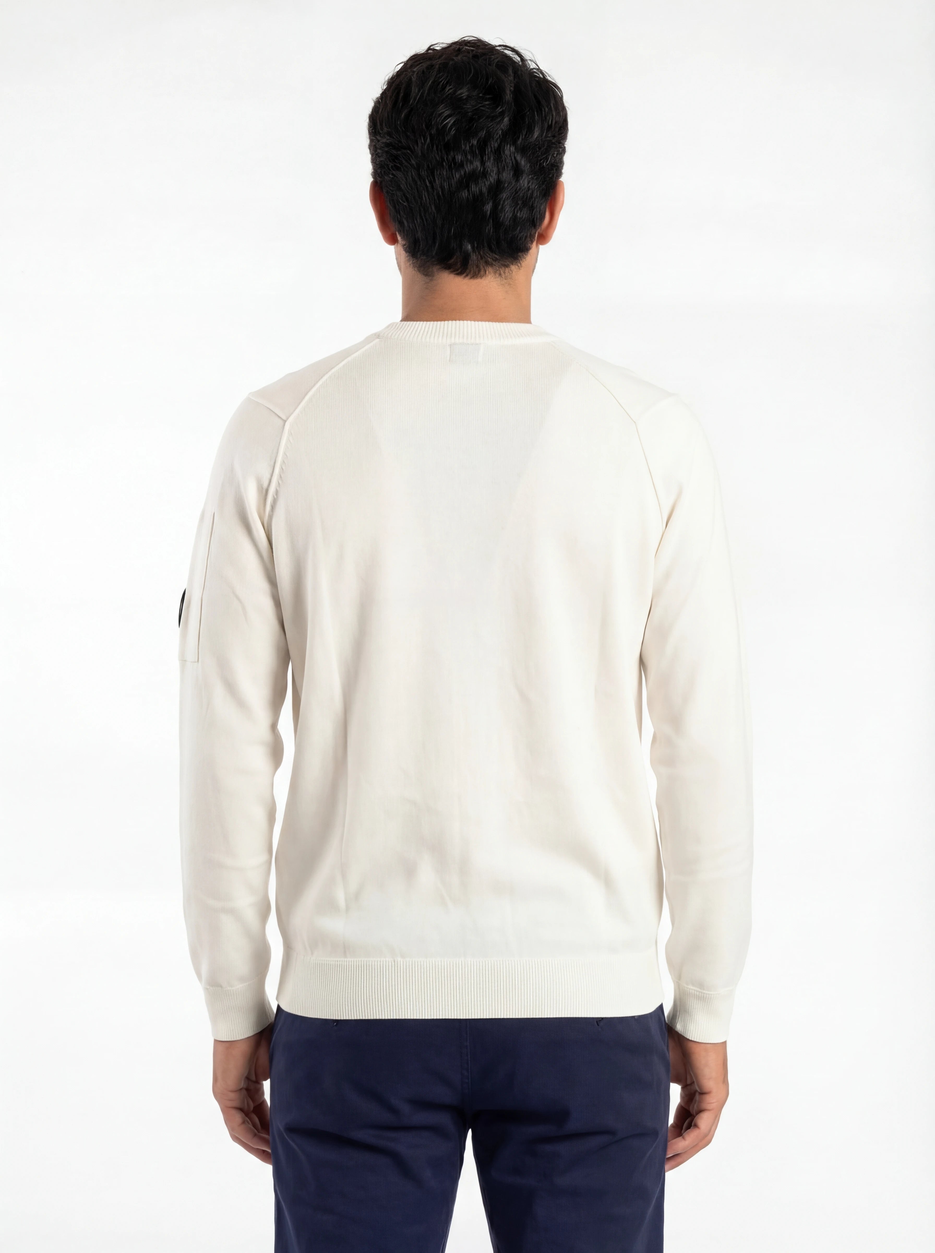 Modello a 45° con maglia girocollo bianco12cmk spalla raglan manica a rilievo C.P. Company da uomo