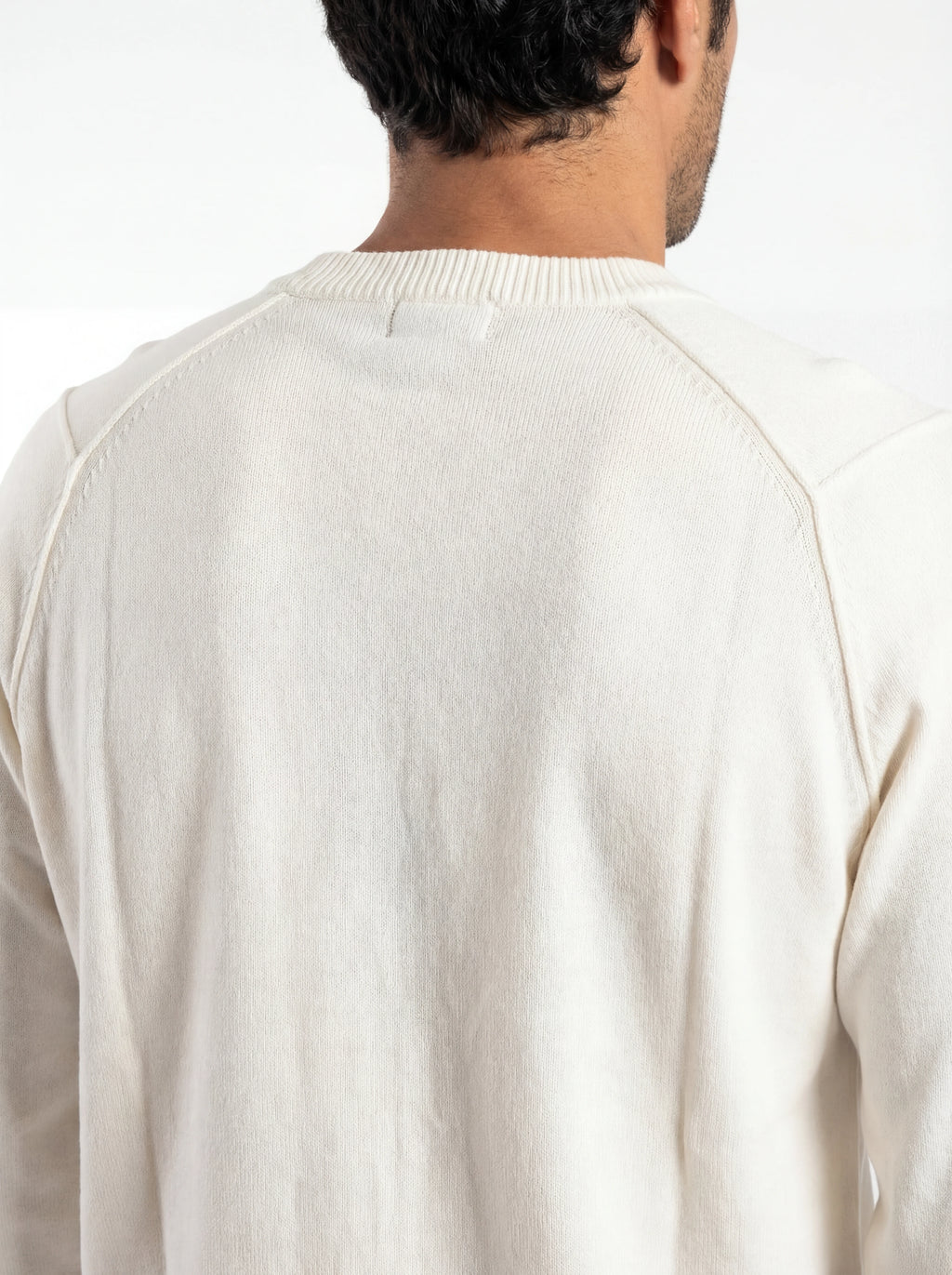 Maglia girocollo frontale, maglia girocollo bianco12cmk spalla raglan manica a rilievo C.P. Company da uomo