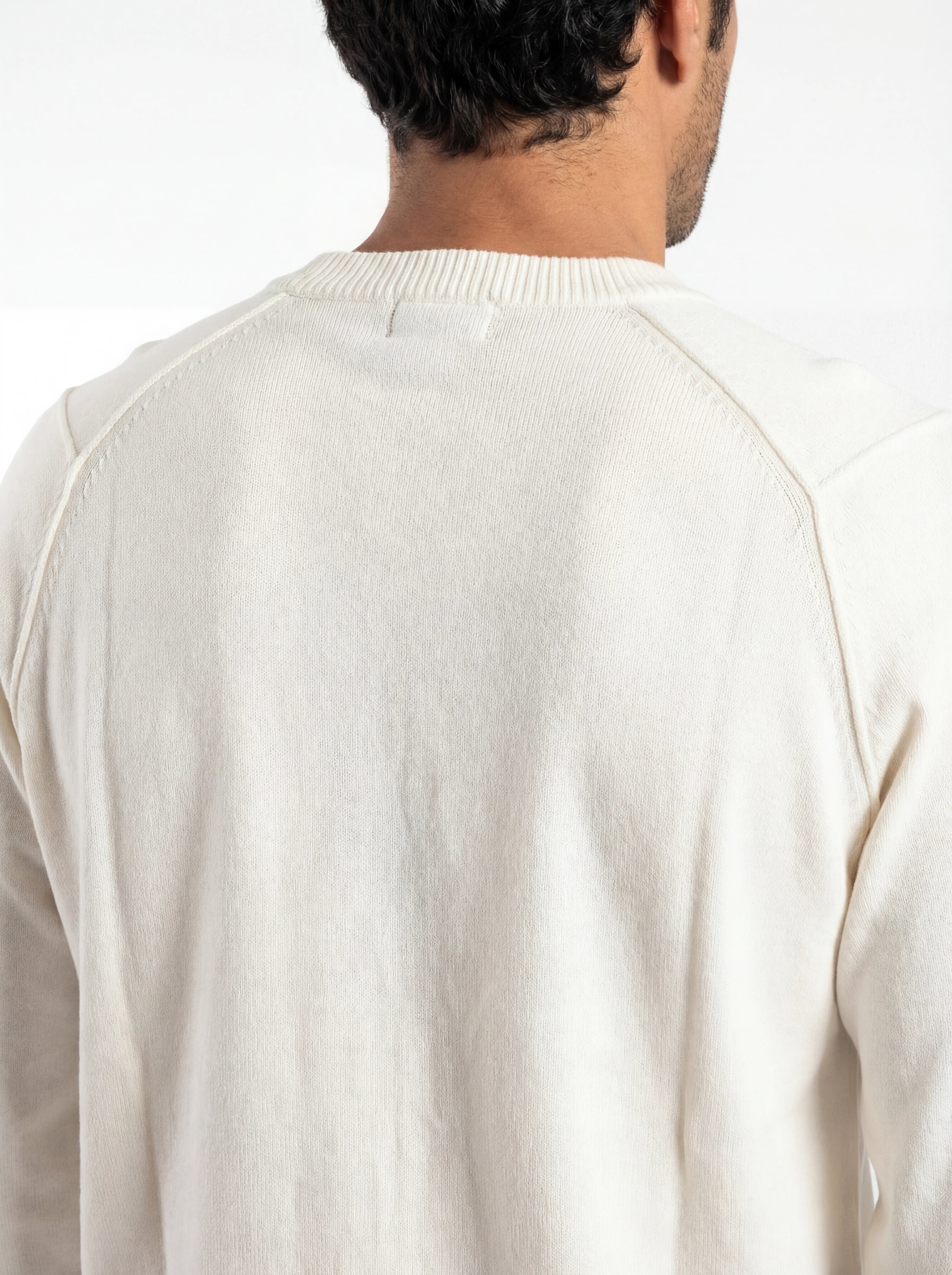 Maglia girocollo frontale, maglia girocollo bianco12cmk spalla raglan manica a rilievo C.P. Company da uomo