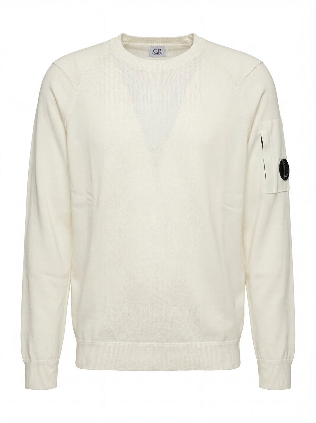 Dettaglio maglia girocollo bianco12cmk spalla raglan manica a rilievo C.P. Company da uomo