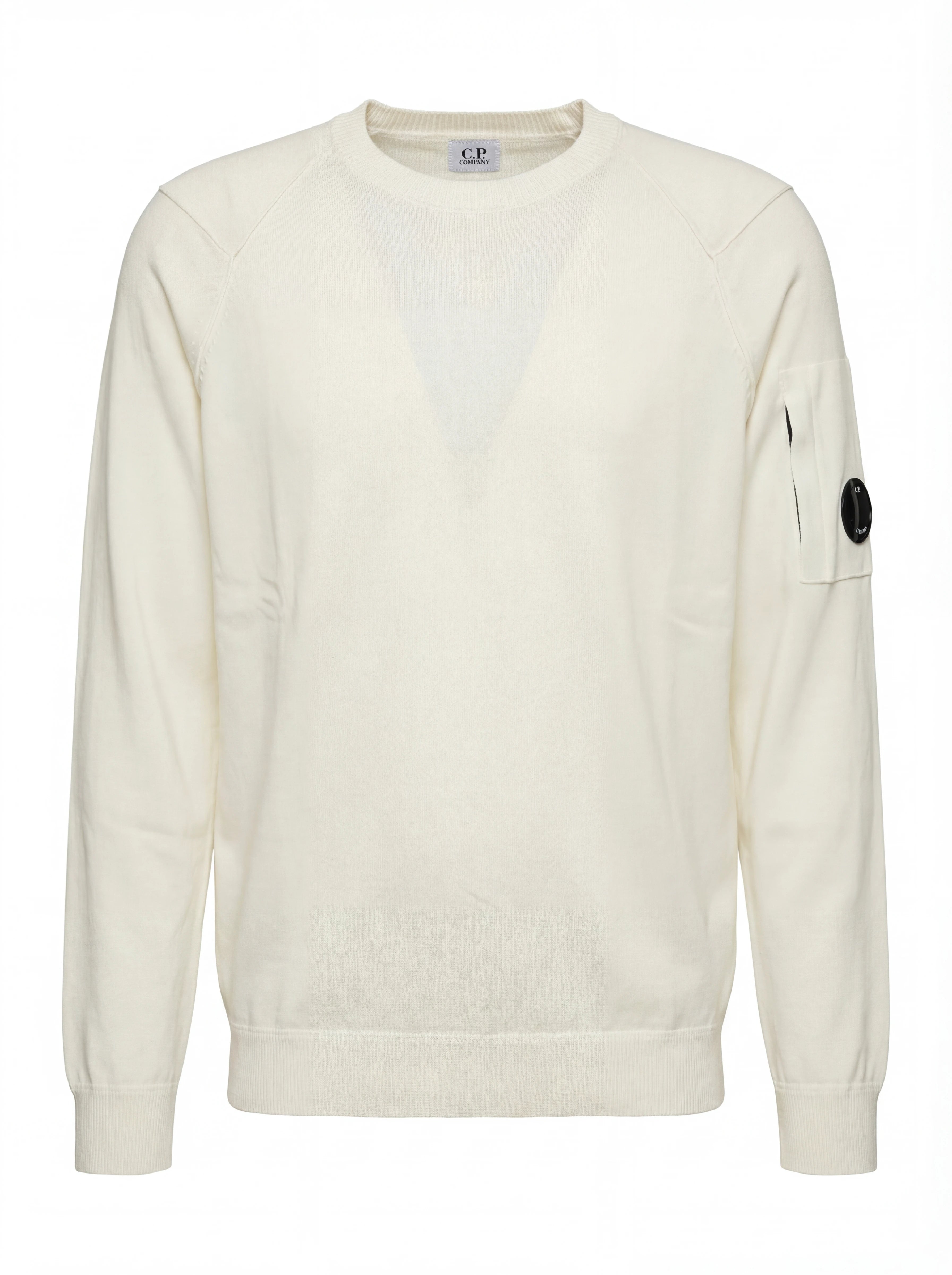 Dettaglio maglia girocollo bianco12cmk spalla raglan manica a rilievo C.P. Company da uomo