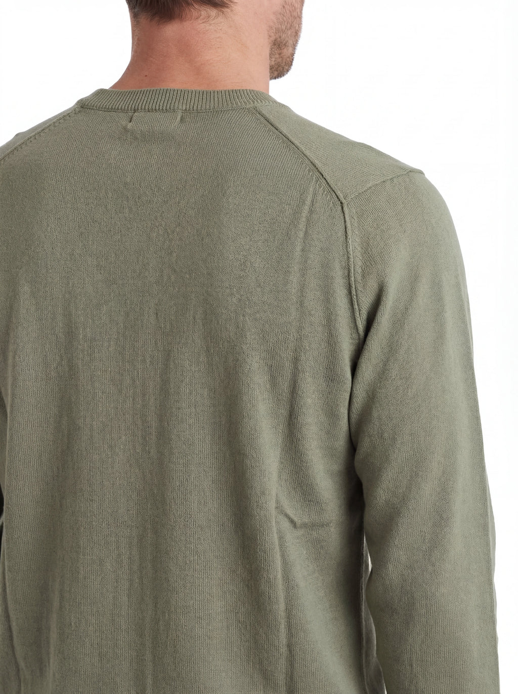 Maglione frontale, maglione verde salvia spalla raglan manica a rilievo C.P. Company da uomo