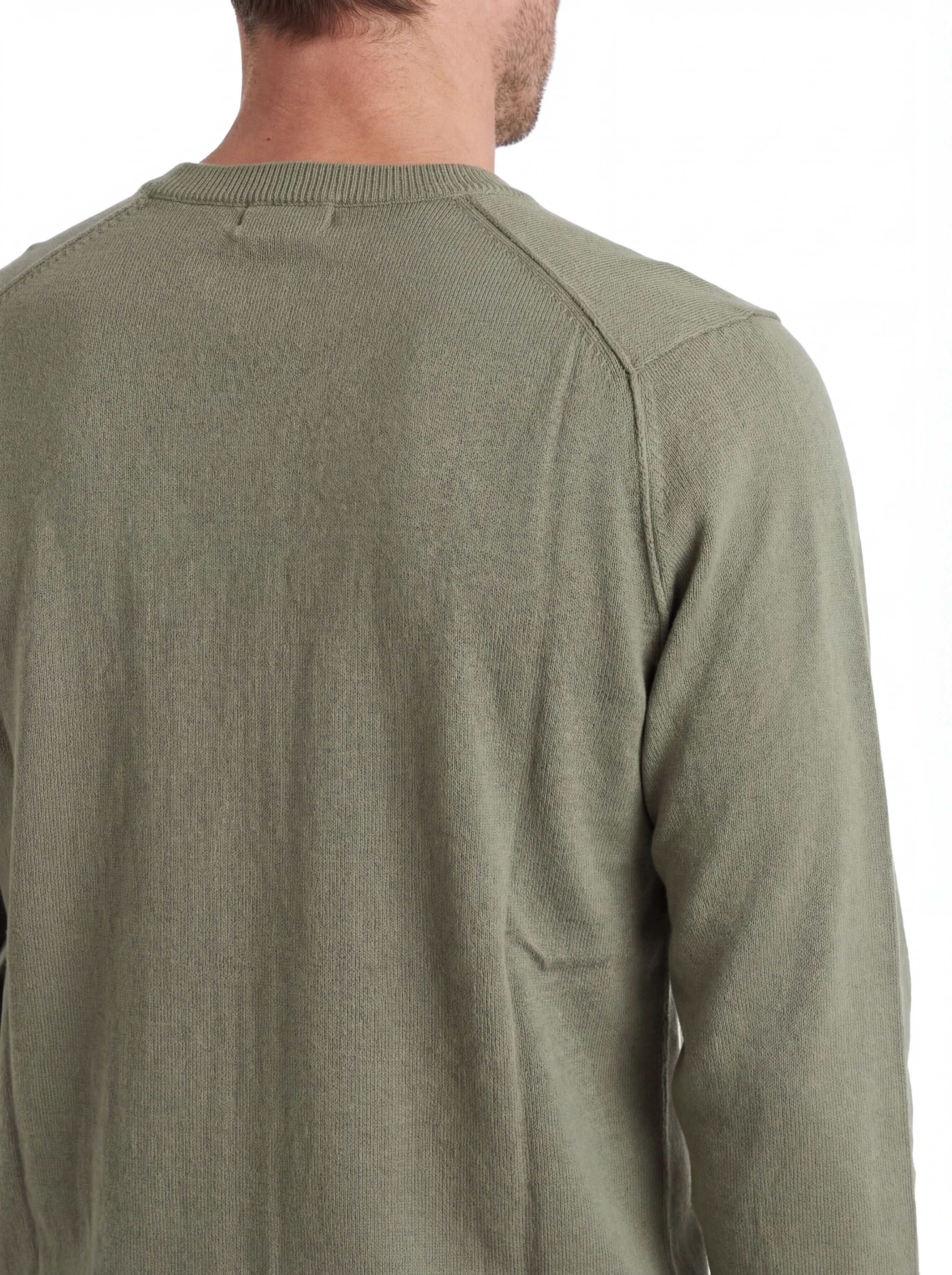 Maglione frontale, maglione verde salvia spalla raglan manica a rilievo C.P. Company da uomo