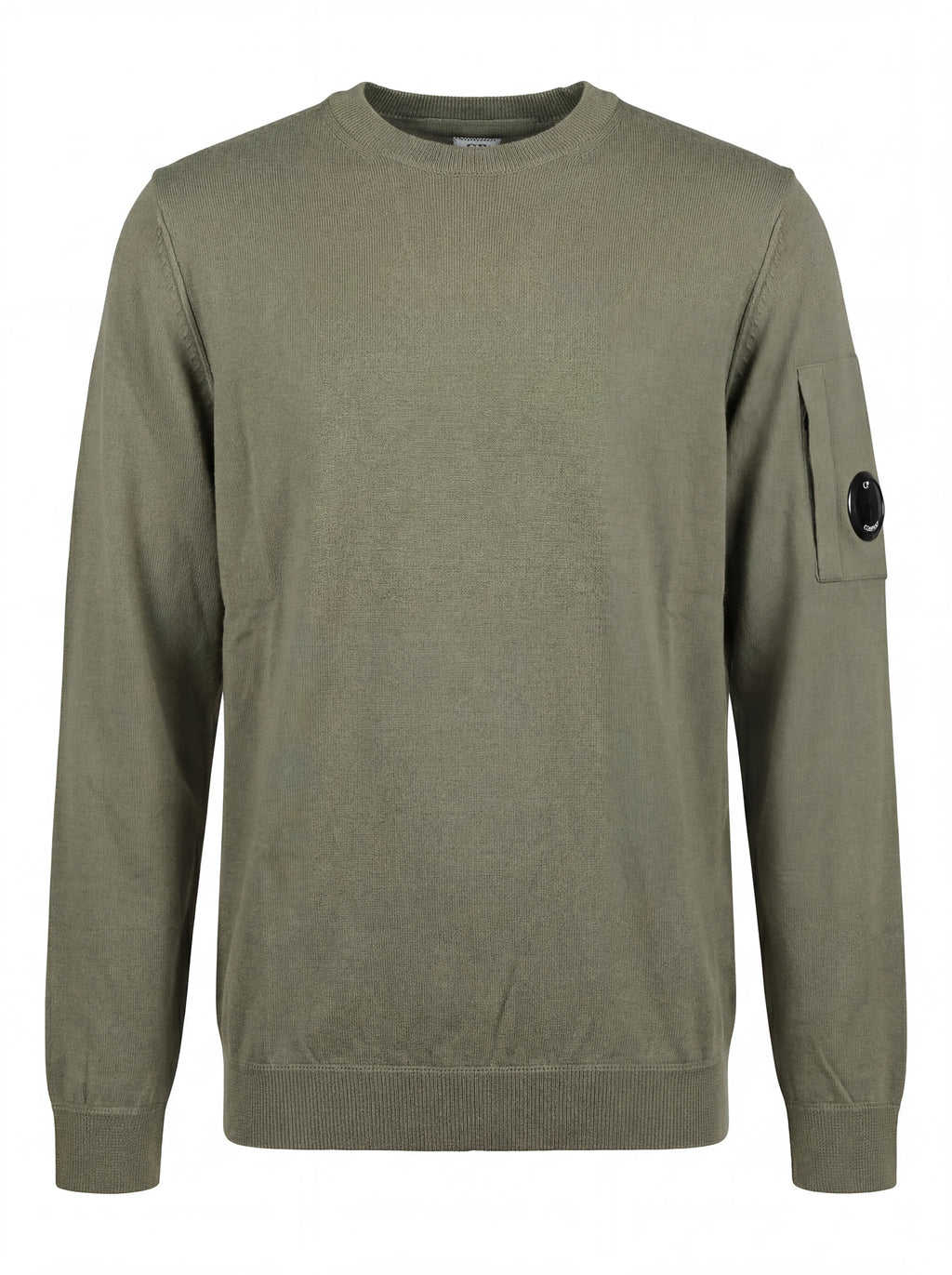 Dettaglio maglione verde salvia spalla raglan manica a rilievo C.P. Company da uomo