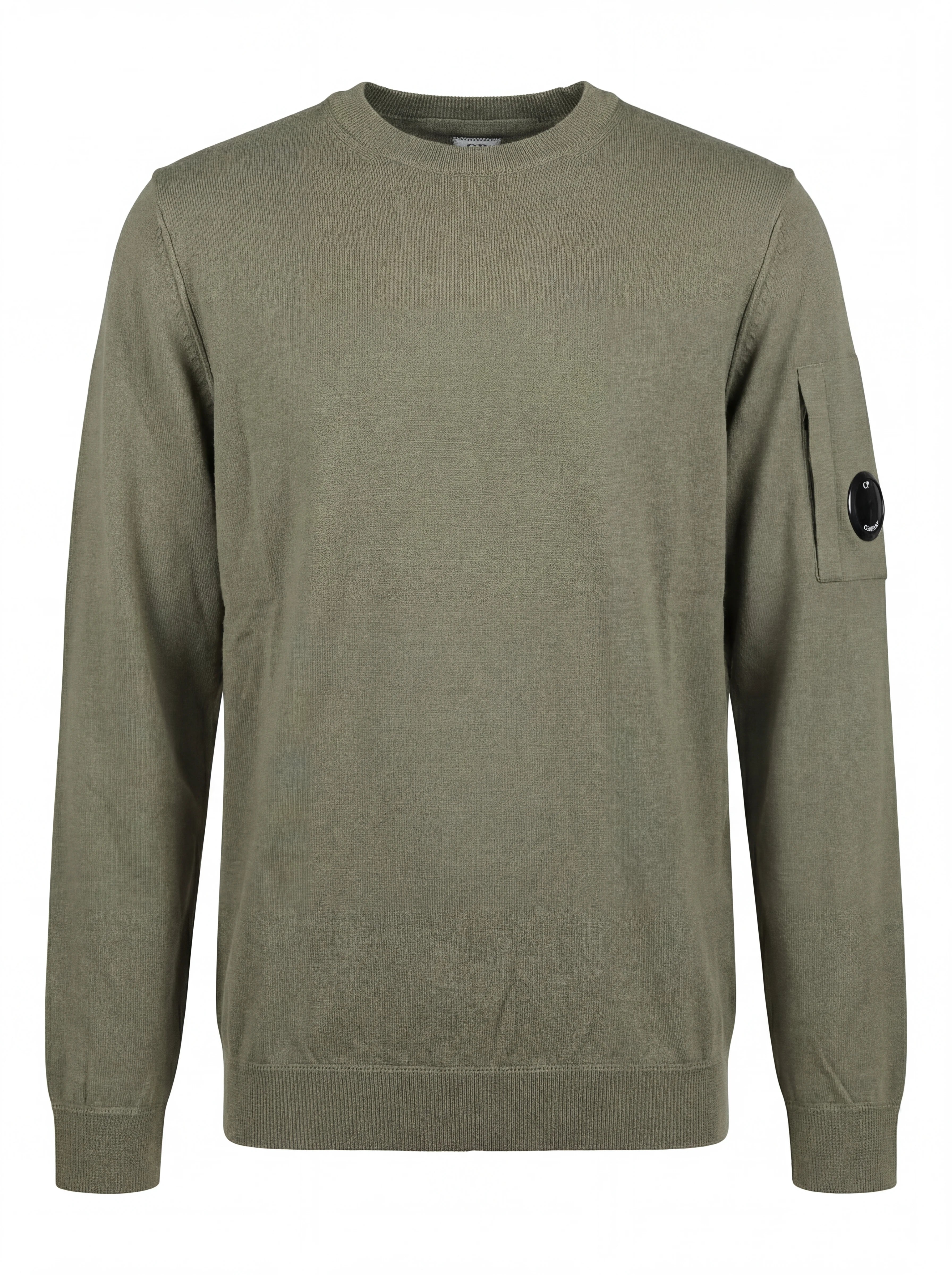 Dettaglio maglione verde salvia spalla raglan manica a rilievo C.P. Company da uomo