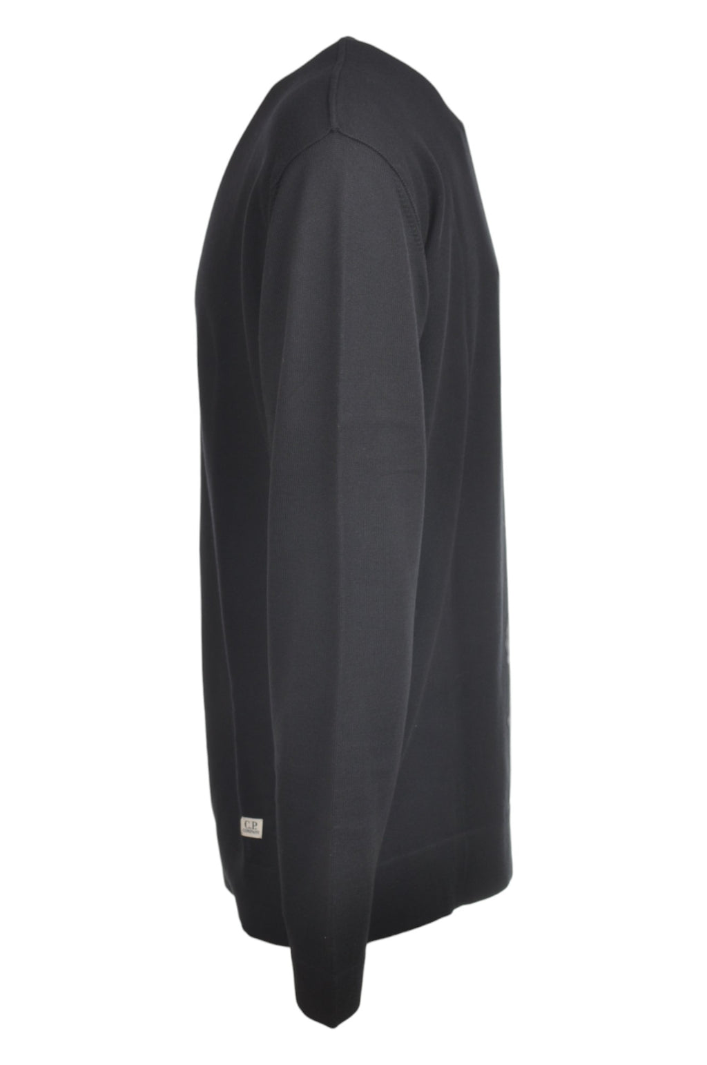 Maglia girocollo frontale, maglia girocollo blu logo cucito vestibilità dritta C.P. Company da uomo