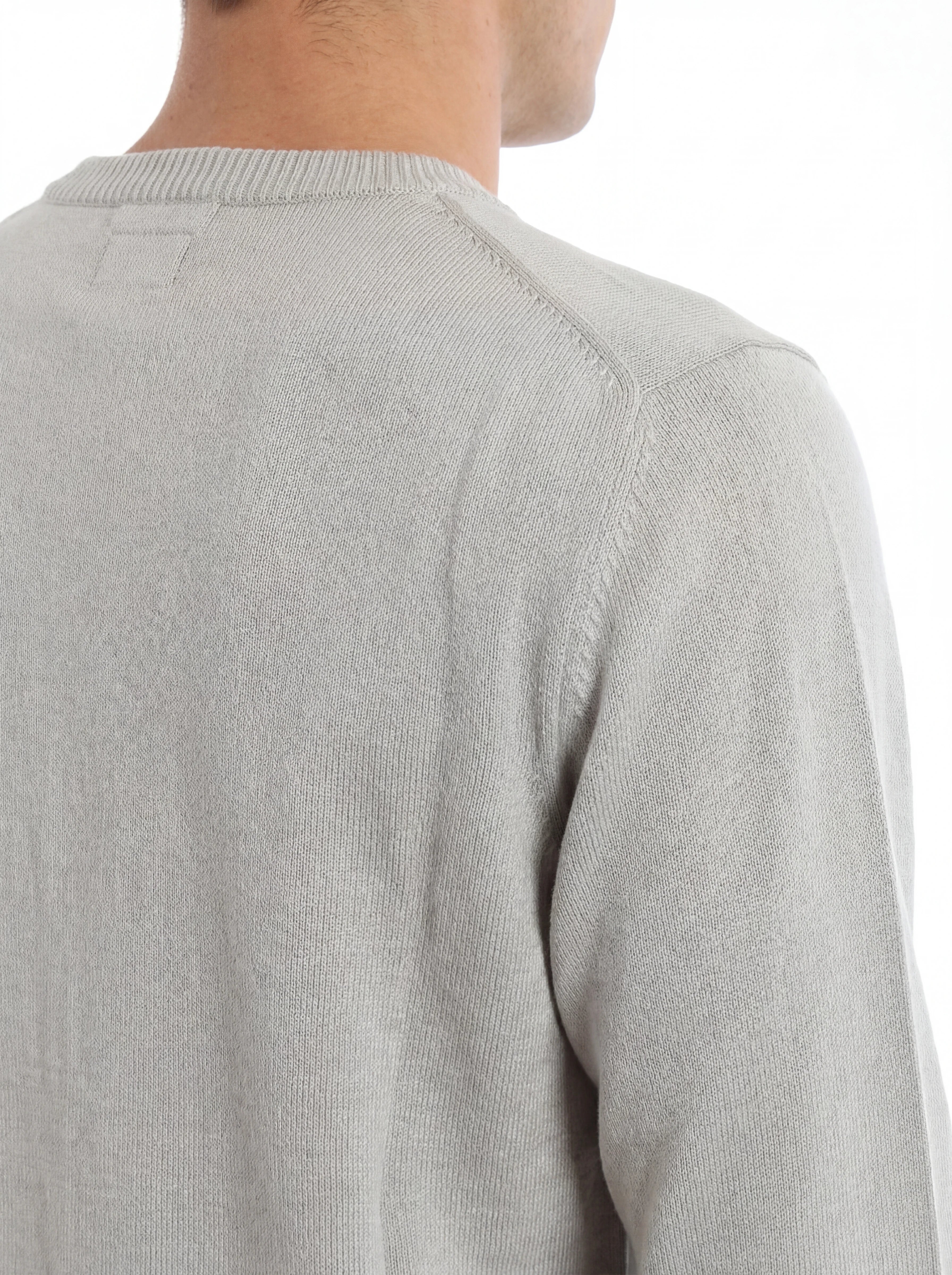 Maglia girocollo frontale, maglia girocollo grigio perla taschino con lente taschino C.P. Company da uomo in cotone