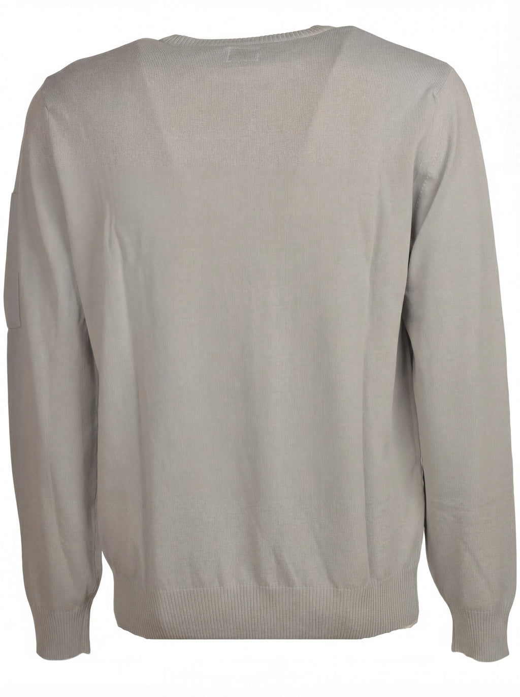Dettaglio maglia girocollo grigio perla taschino con lente taschino C.P. Company da uomo in cotone