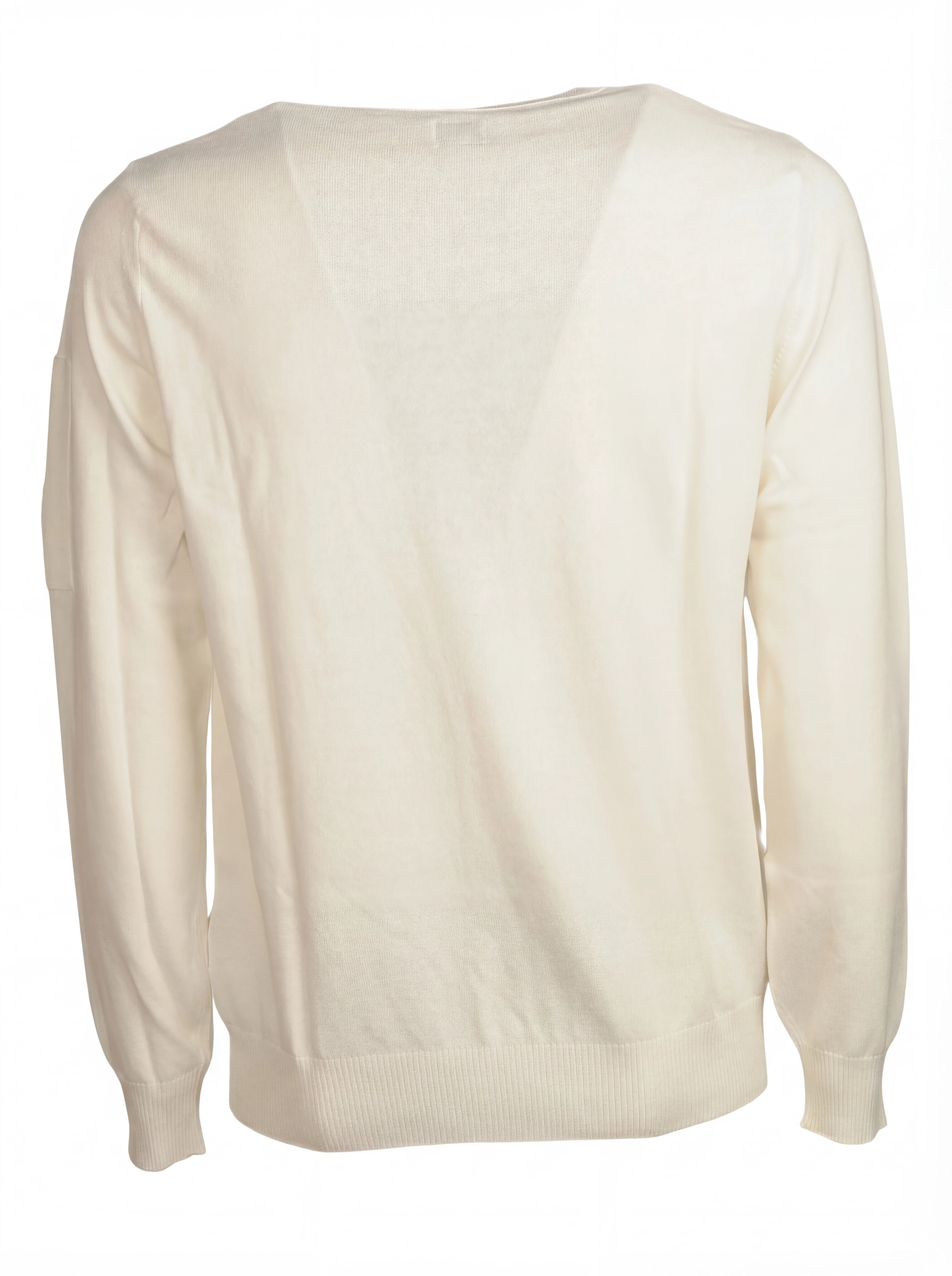 Dettaglio maglione bianco taschino con lente taschino C.P. Company da uomo in cotone