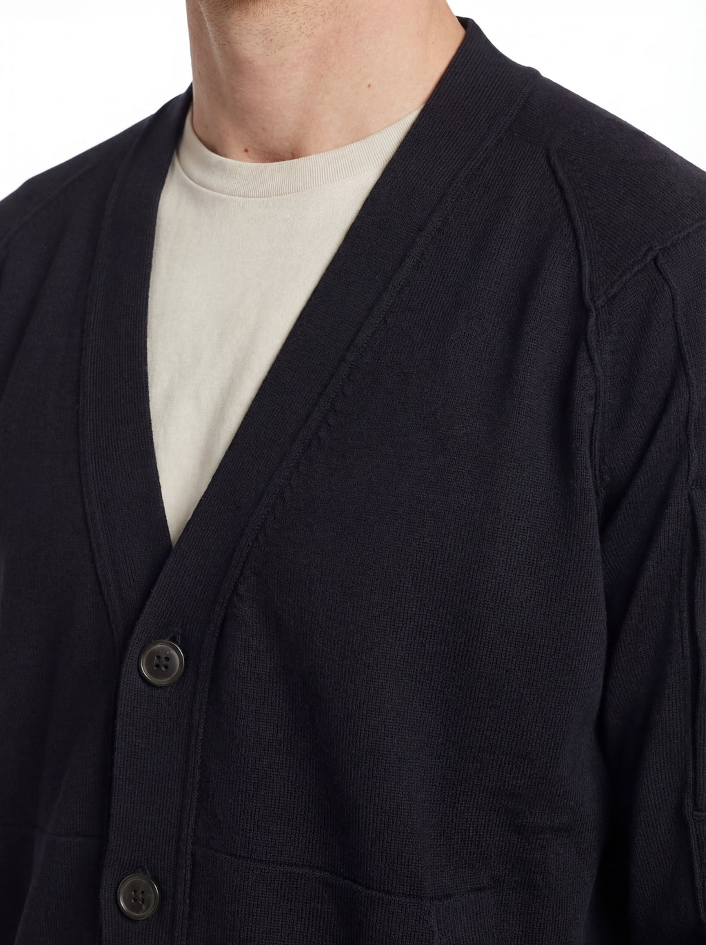 Cardigan frontale, cardigan blu taschino manica a rilievo C.P. Company da uomo