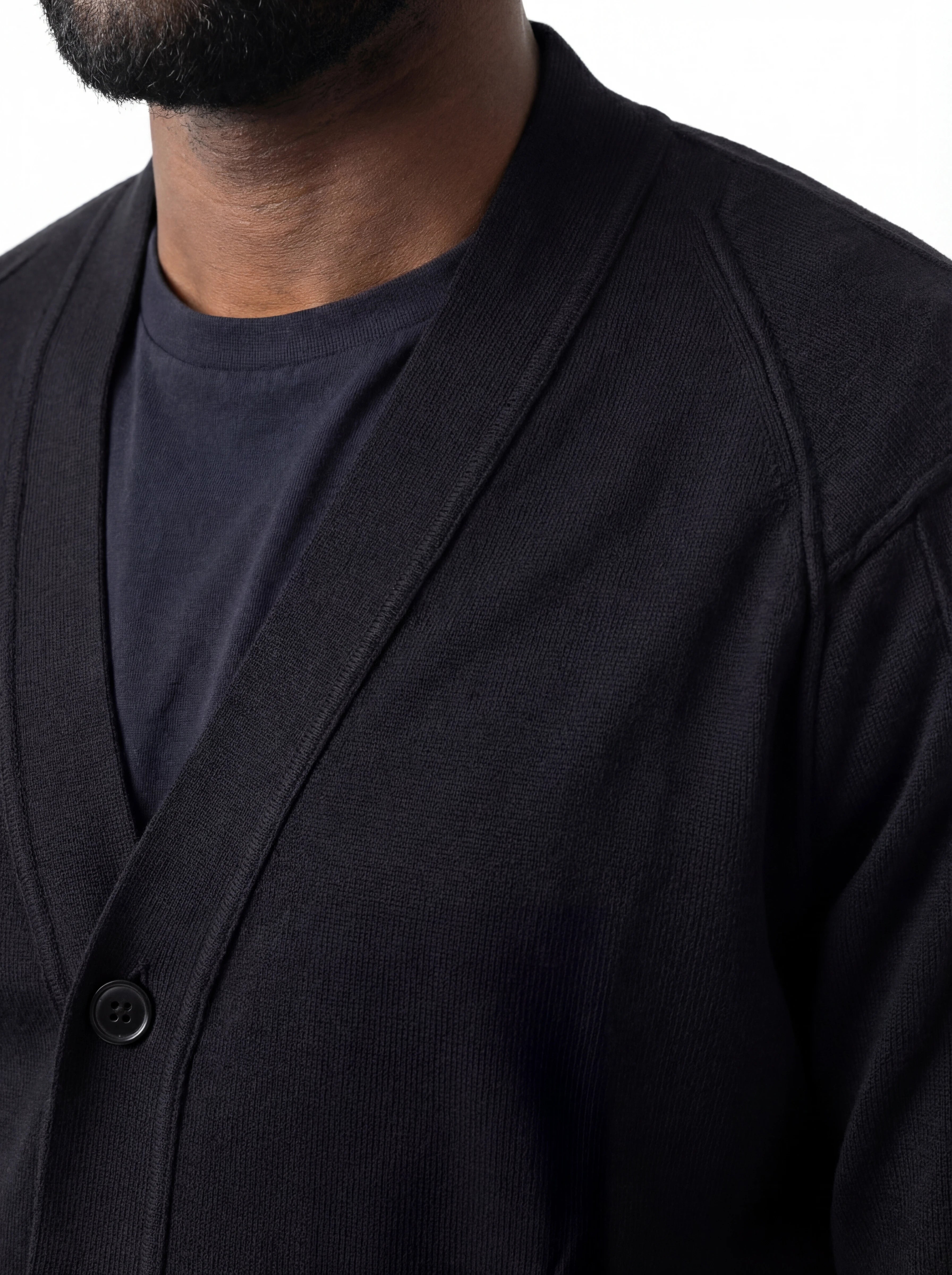 Cardigan frontale, cardigan nero taschino manica a rilievo C.P. Company da uomo