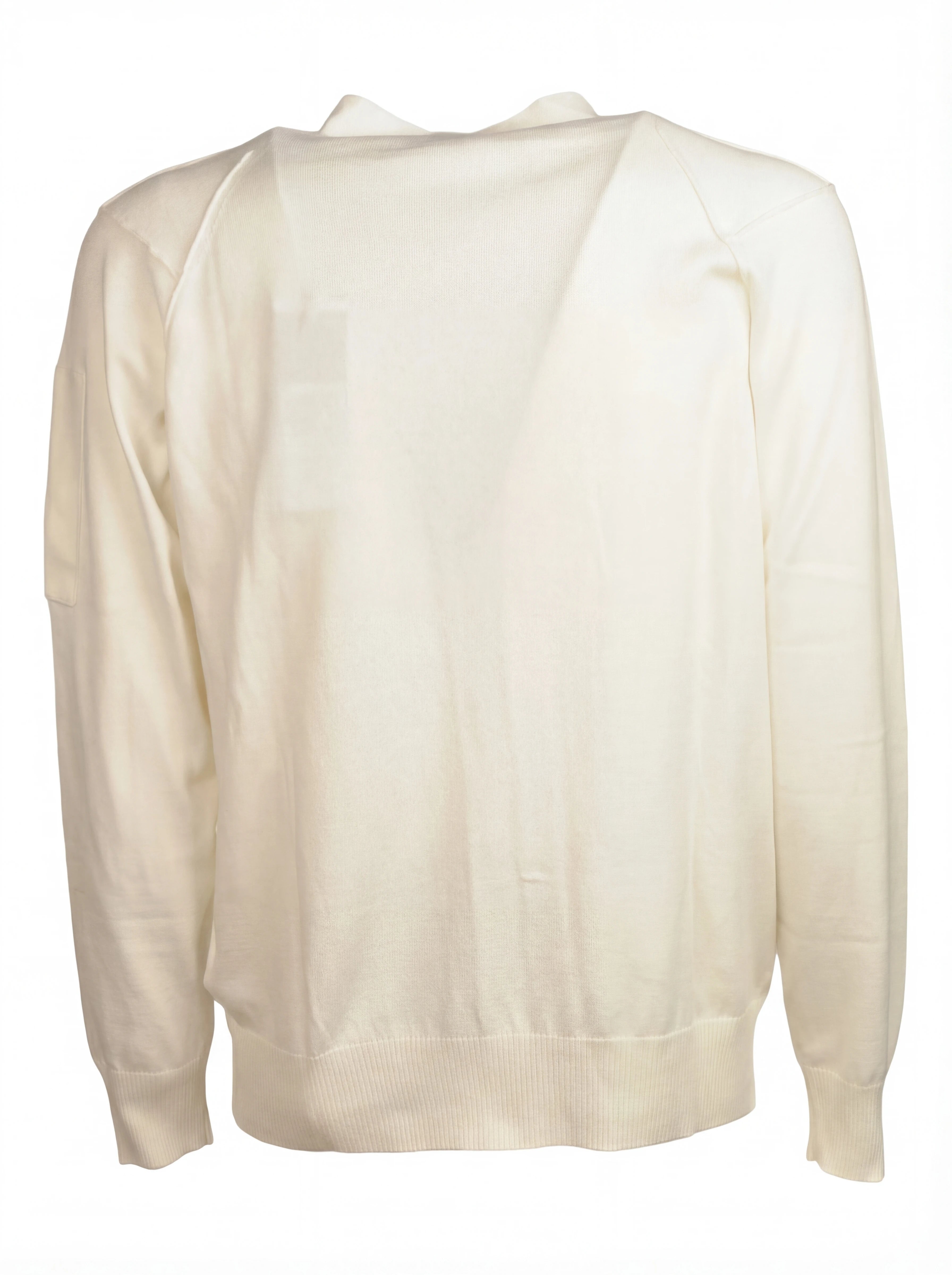 Dettaglio cardigan bianco taschino manica a rilievo C.P. Company da uomo