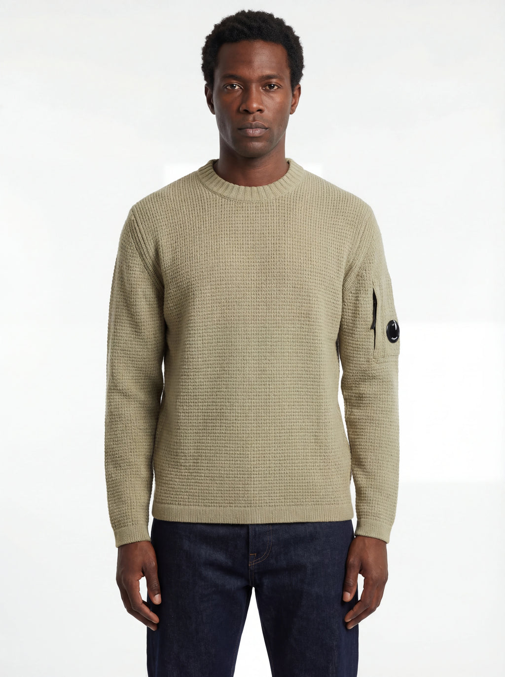 Maglione frontale, maglione salvia a costine C.P. Company da uomo in lana