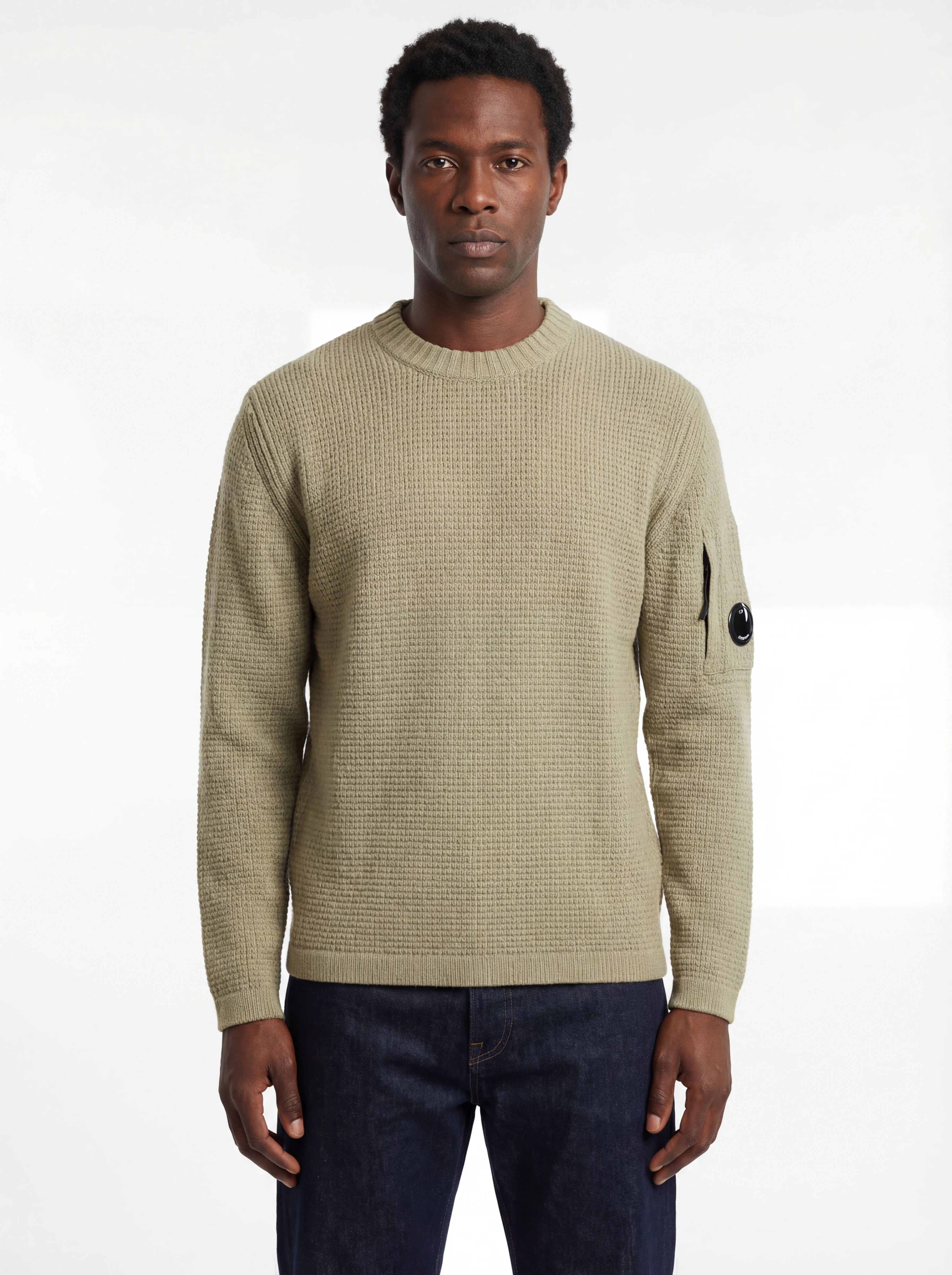 Maglione frontale, maglione salvia a costine C.P. Company da uomo in lana