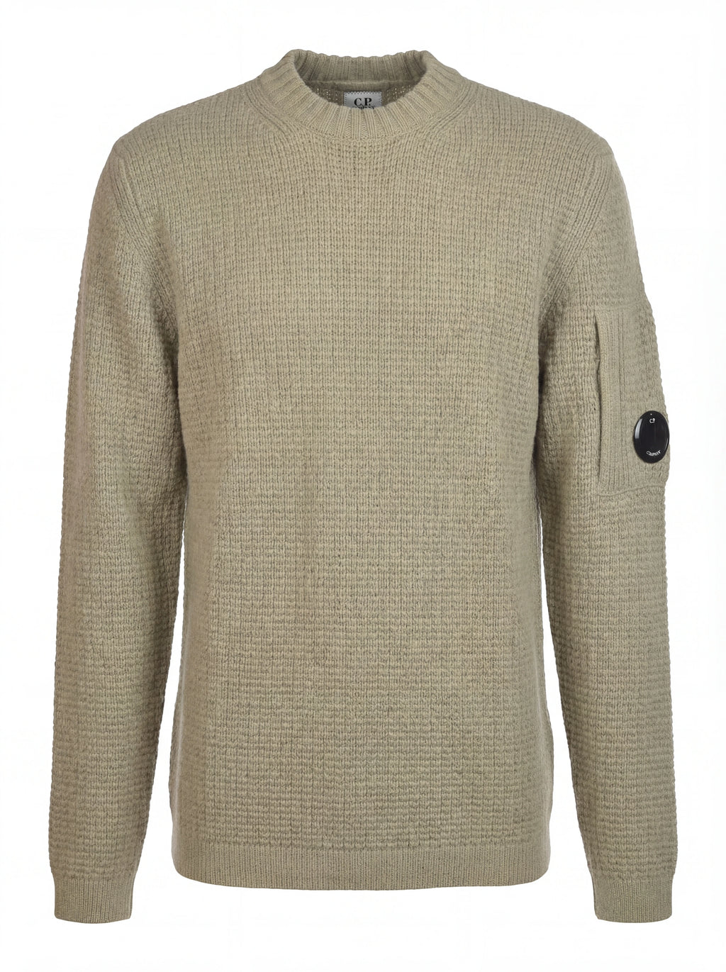 Dettaglio maglione salvia a costine C.P. Company da uomo in lana