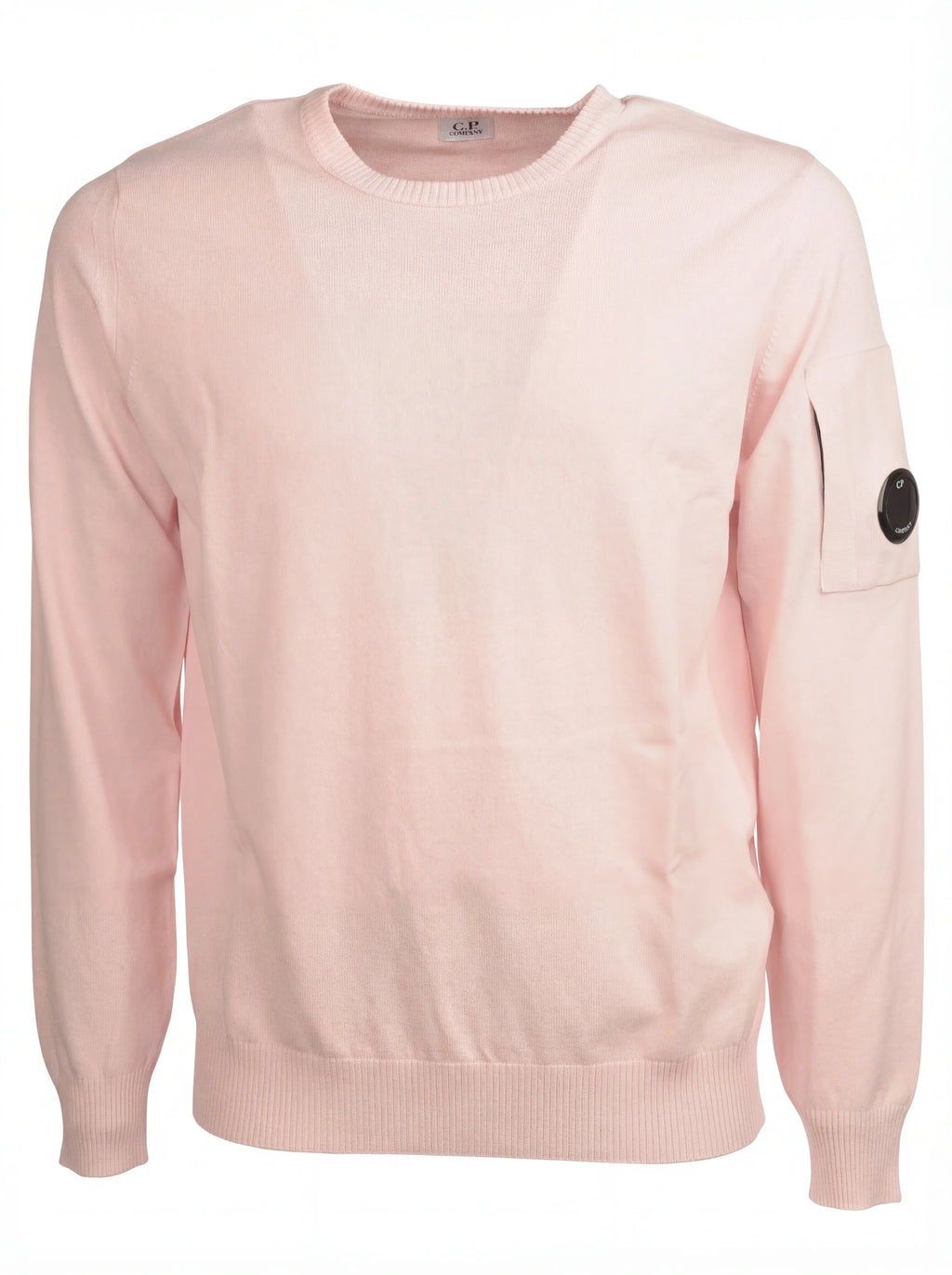 Dettaglio maglia girocollo rosa taschino con lente taschino C.P. Company da uomo in cotone
