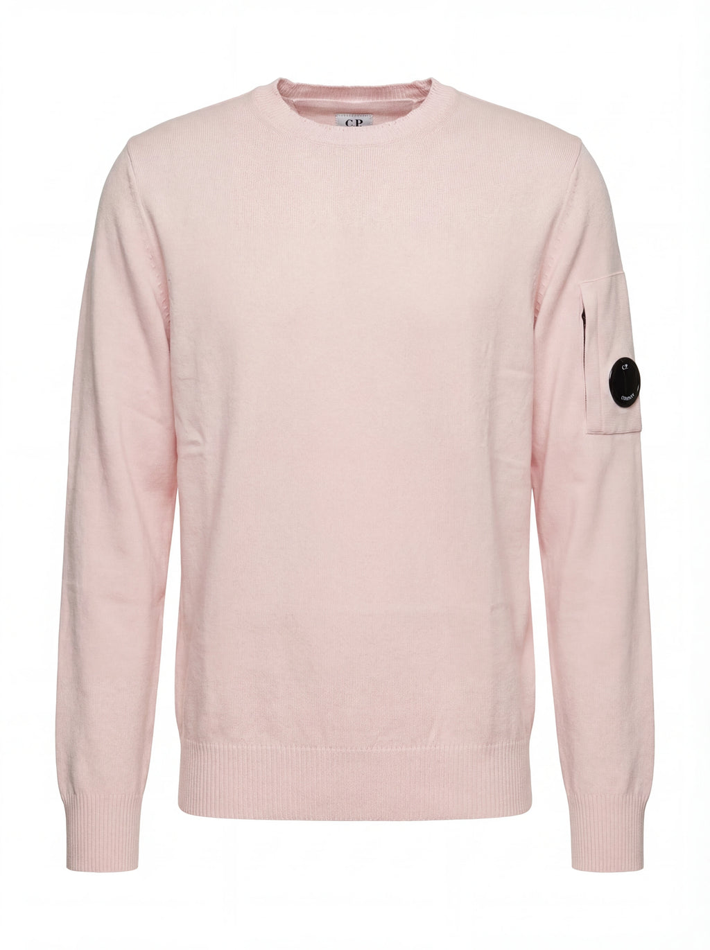 Dettaglio maglia girocollo rosa taschino con lente taschino C.P. Company da uomo in cotone