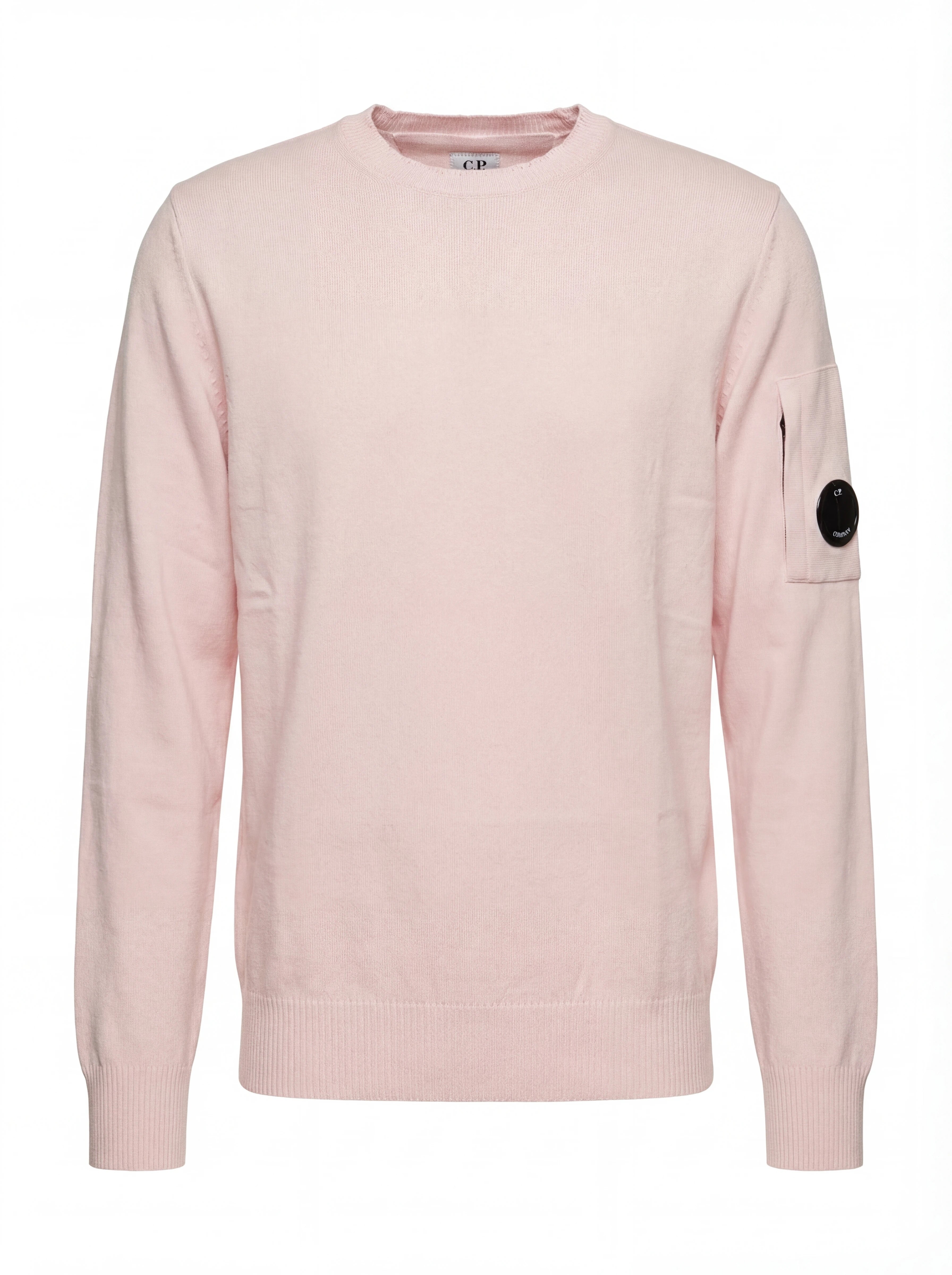 Dettaglio maglia girocollo rosa taschino con lente taschino C.P. Company da uomo in cotone