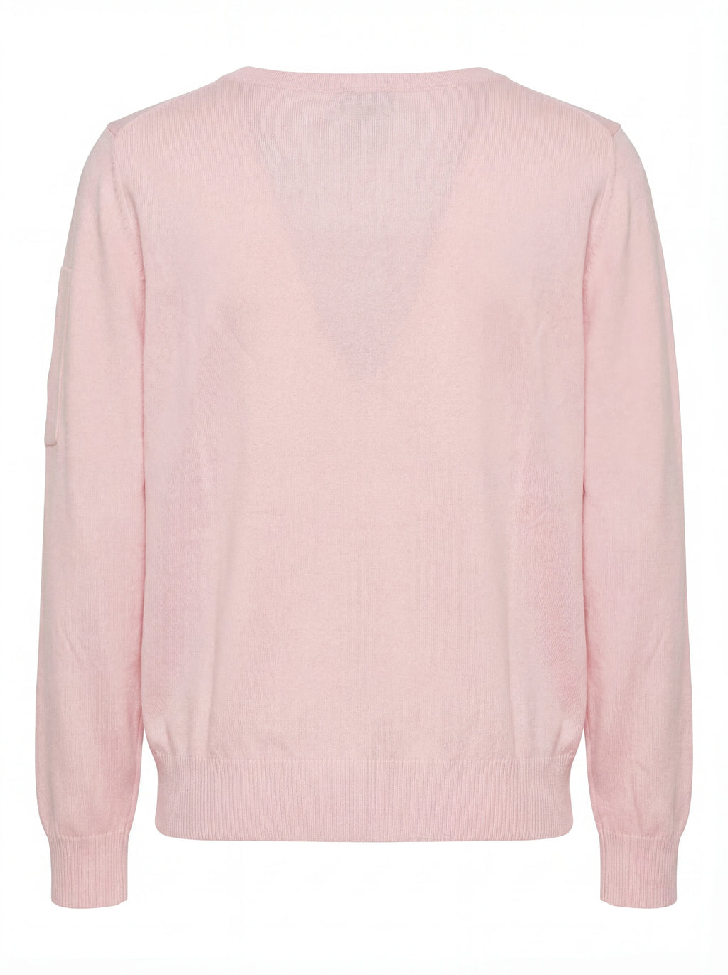 Maglia girocollo vista da dietro, maglia girocollo rosa taschino con lente taschino C.P. Company da uomo in cotone