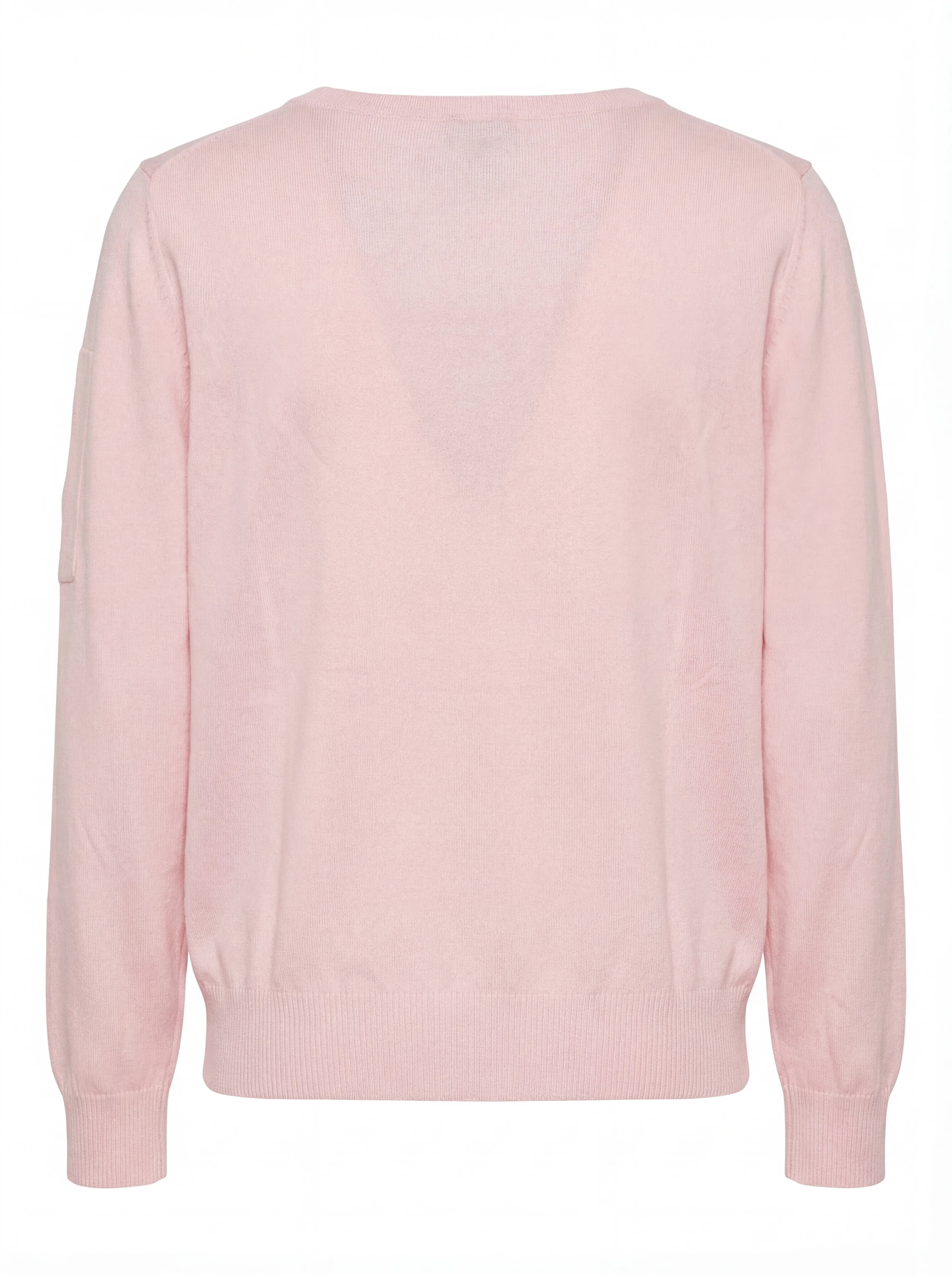 Maglia girocollo vista da dietro, maglia girocollo rosa taschino con lente taschino C.P. Company da uomo in cotone