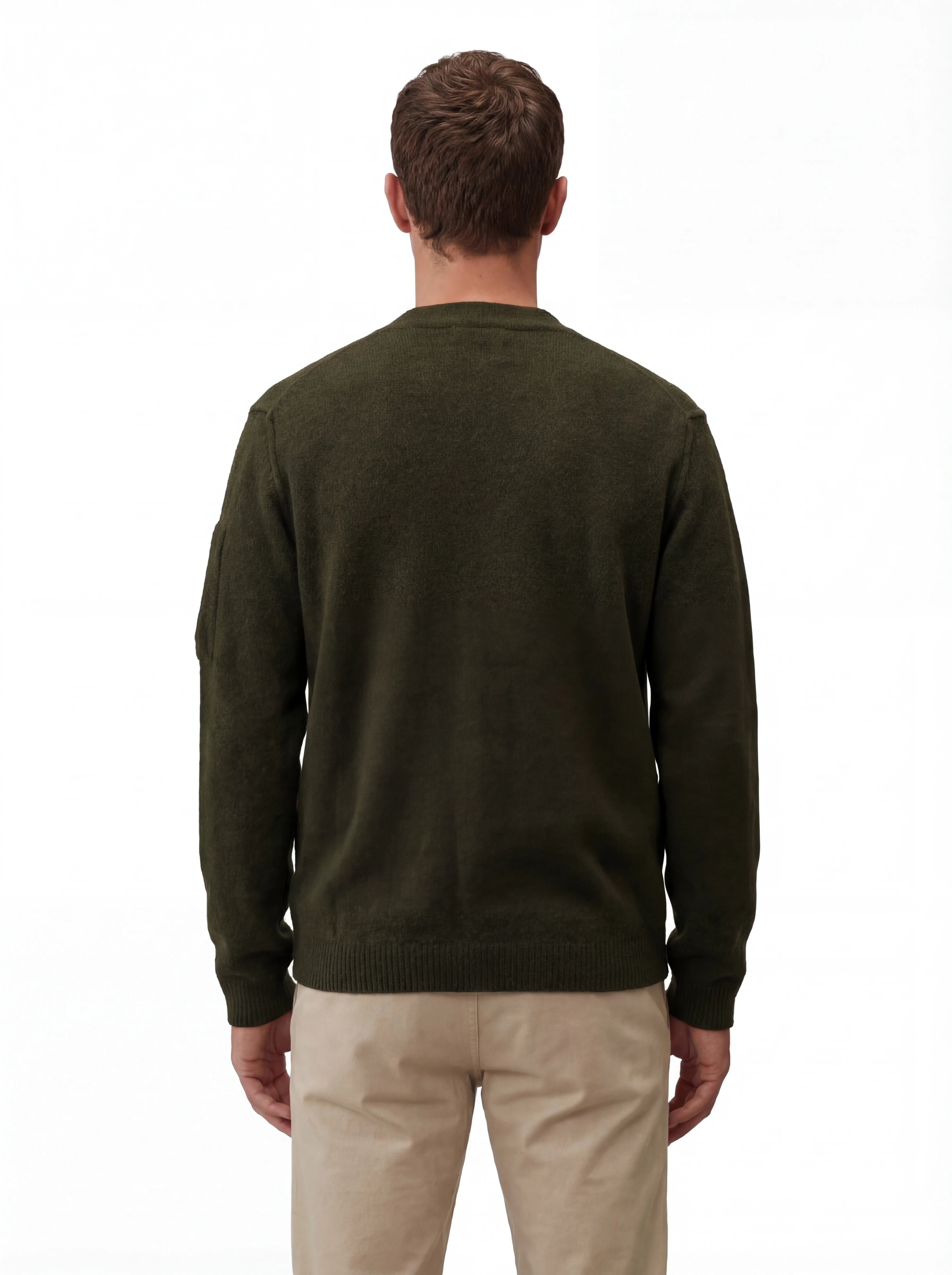 Dettaglio cardigan muschio taschino con lente taschino C.P. Company da uomo in lana