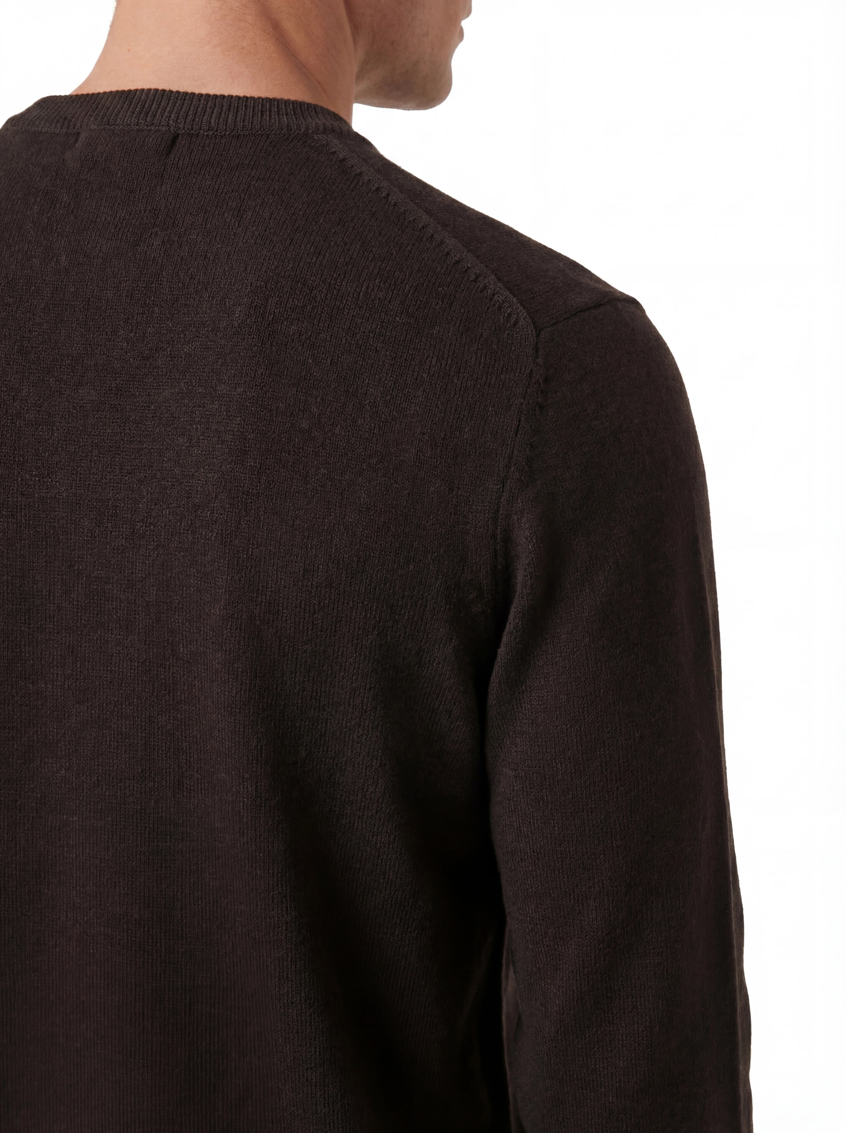 Maglia girocollo frontale, maglia girocollo nero a costine cuciture a contrasto C.P. Company da uomo in lana merino