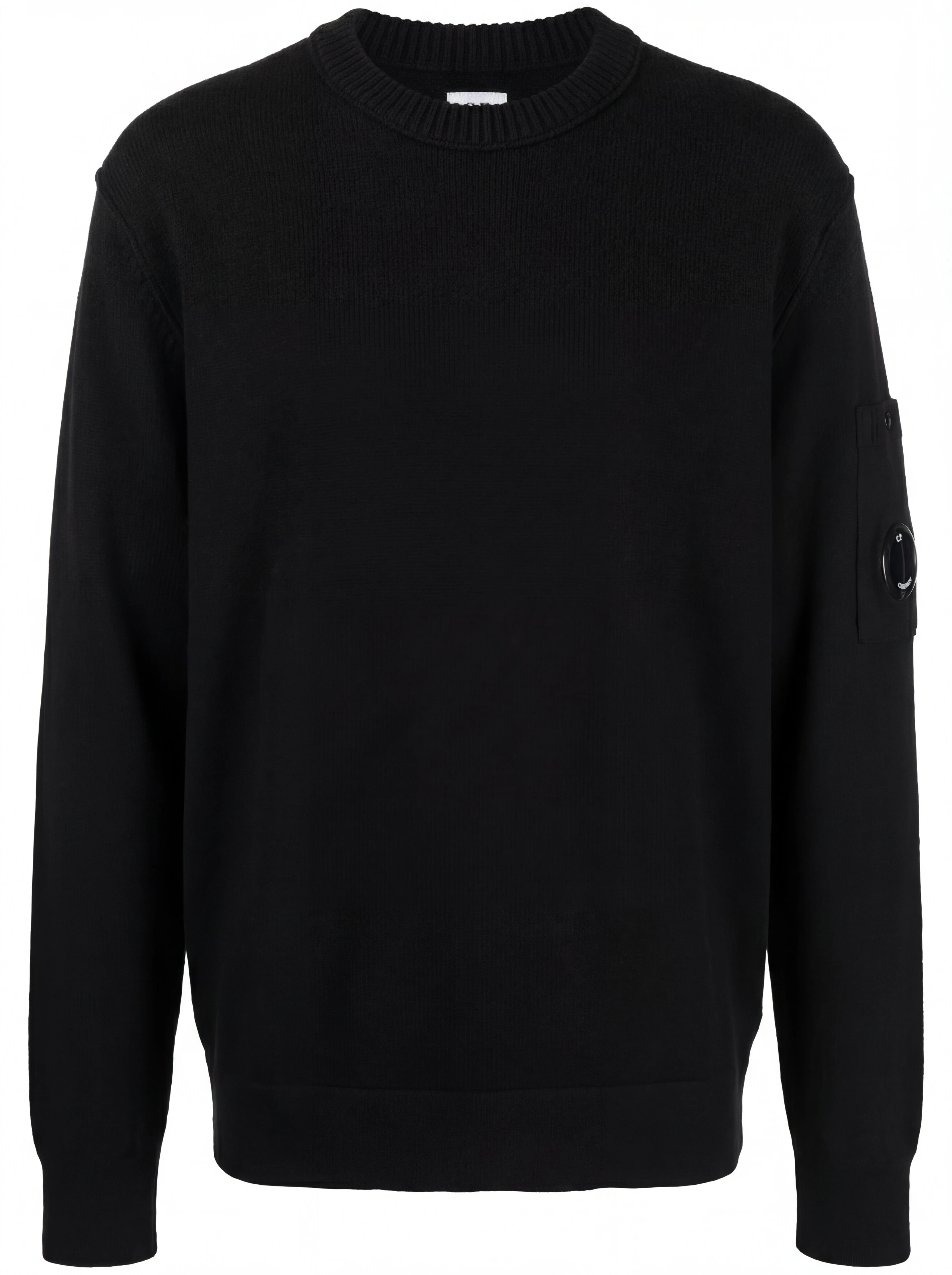 Dettaglio maglia girocollo nero taschino con lente taschino C.P. Company da uomo in cotone