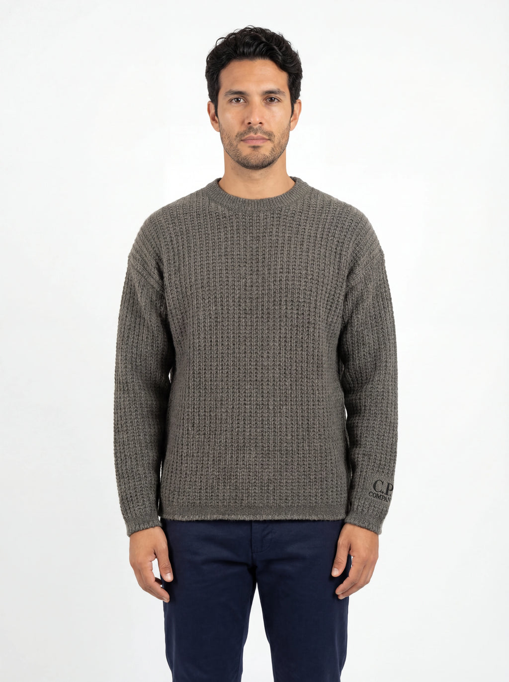 Maglione vista da dietro, maglione grigio medio C.P. Company da uomo in lana