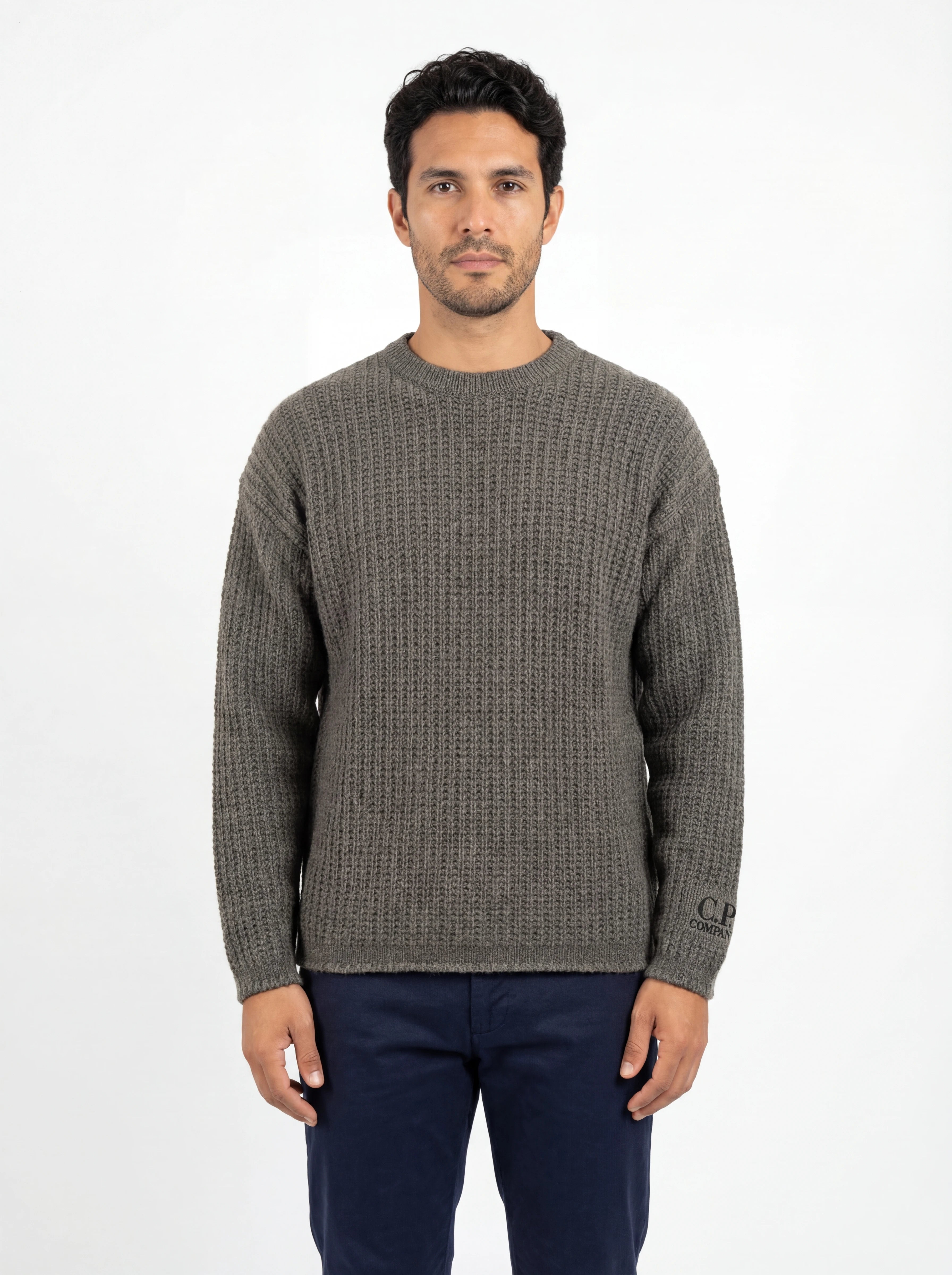 Maglione vista da dietro, maglione grigio medio C.P. Company da uomo in lana