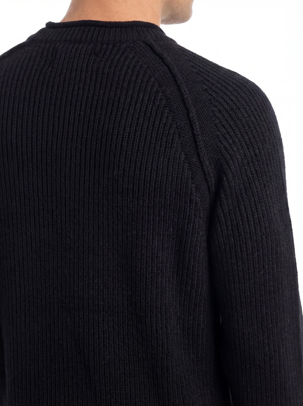 Maglia girocollo frontale, maglia girocollo blu spalla raglan manica a rilievo C.P. Company da uomo