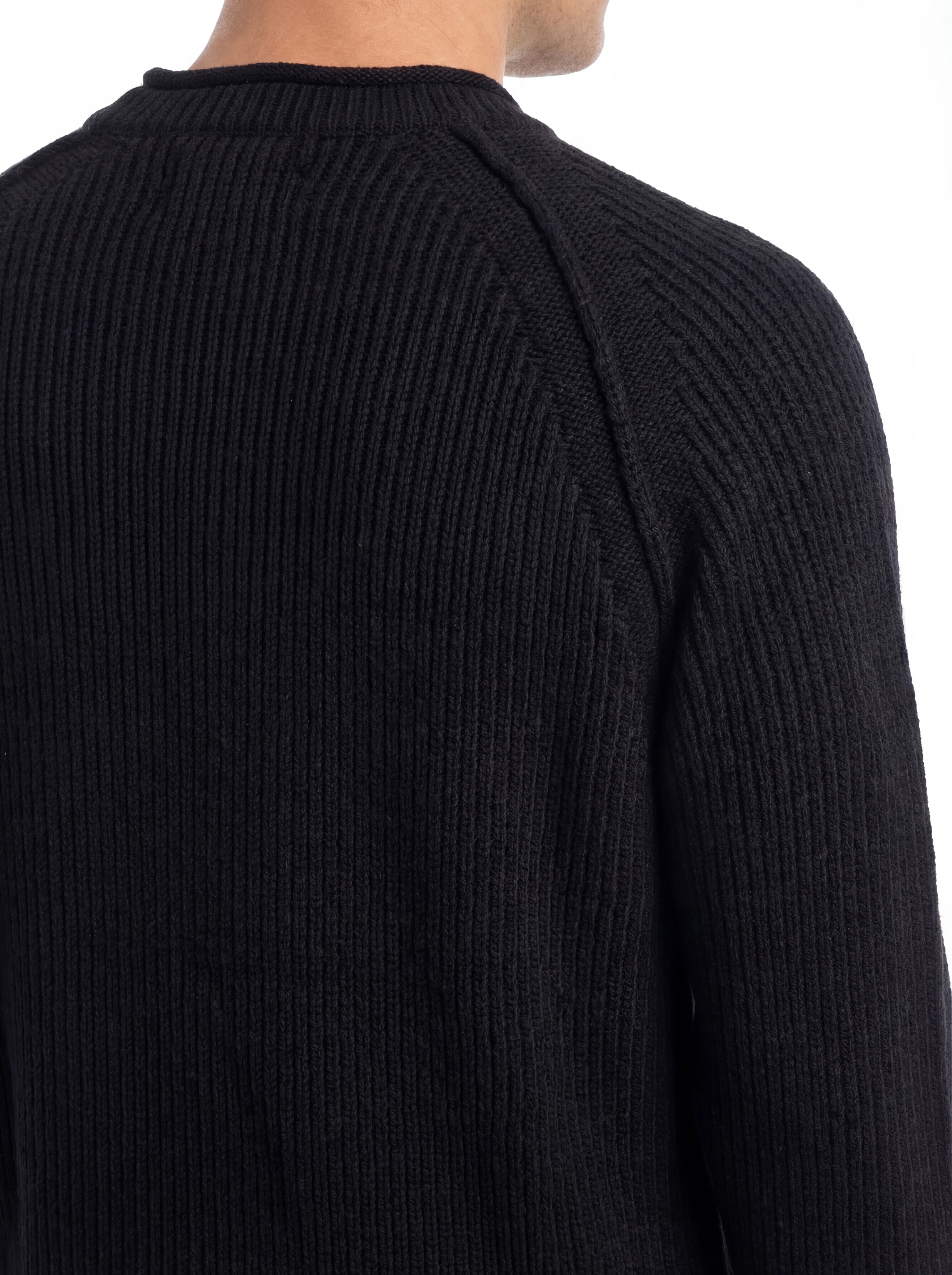 Maglia girocollo frontale, maglia girocollo blu spalla raglan manica a rilievo C.P. Company da uomo