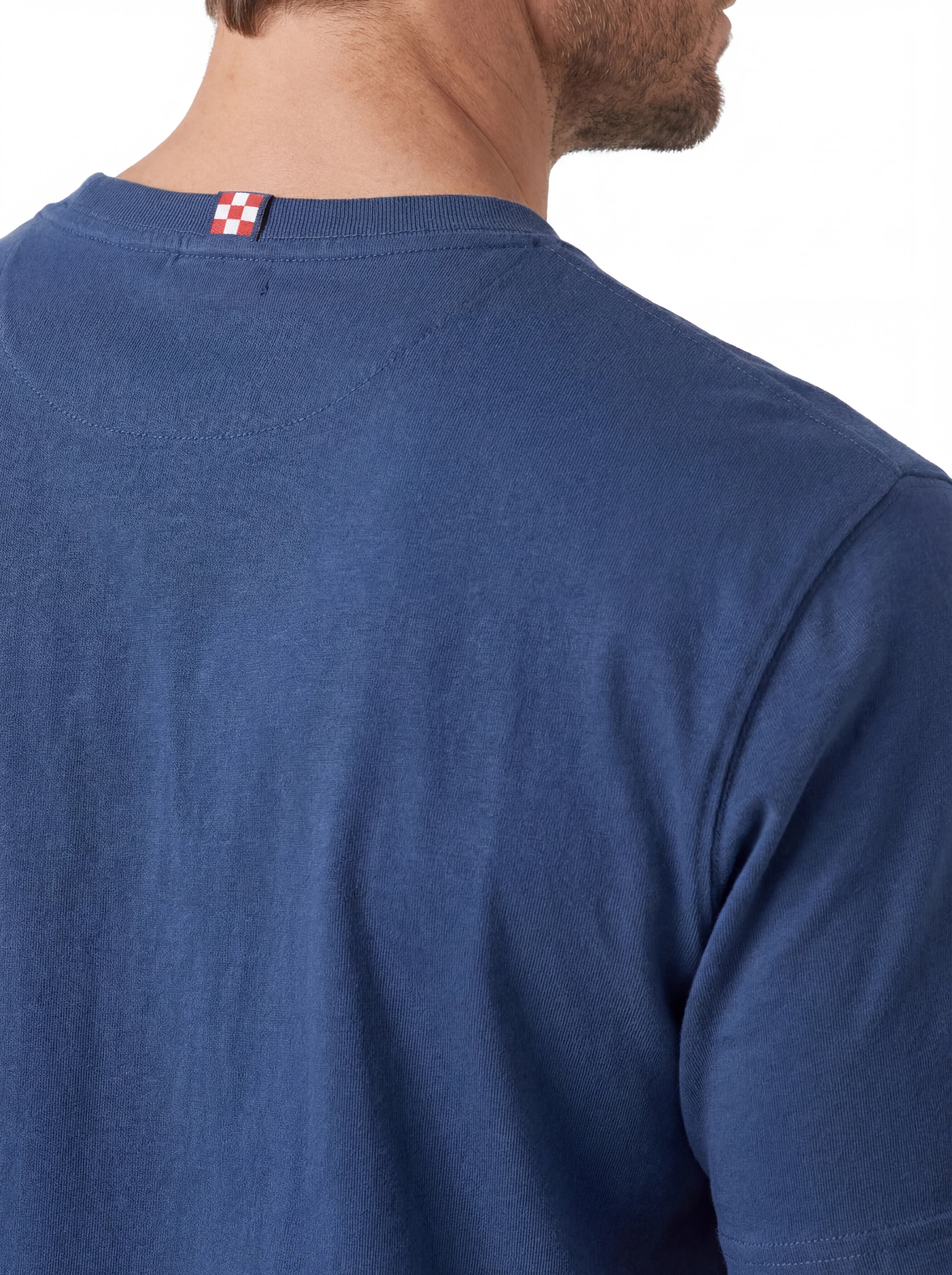 Vista da dietro t-shirt blu scritta “GRAND SLAM” Saint Barth cotone