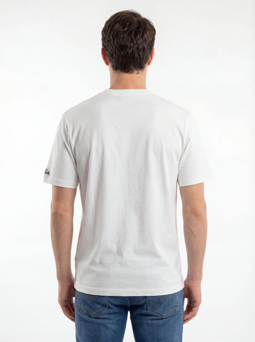 T-shirt su sfondo neutro frontale t-shirt bianco scritta “Gin gin” Saint Barth cotone