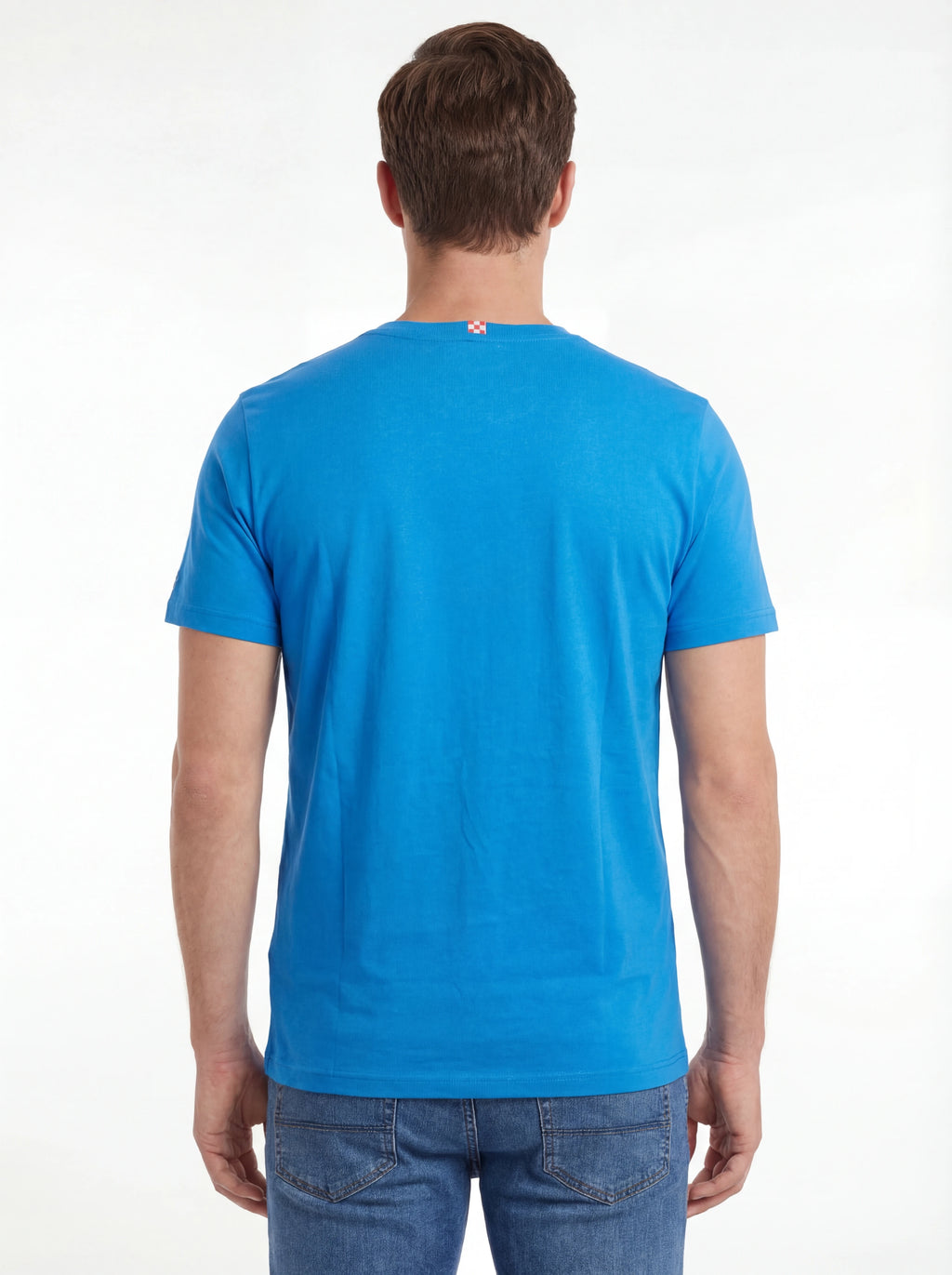 Modello a 45 gradi t-shirt bluette scritta “MIAMI” Saint Barth cotone