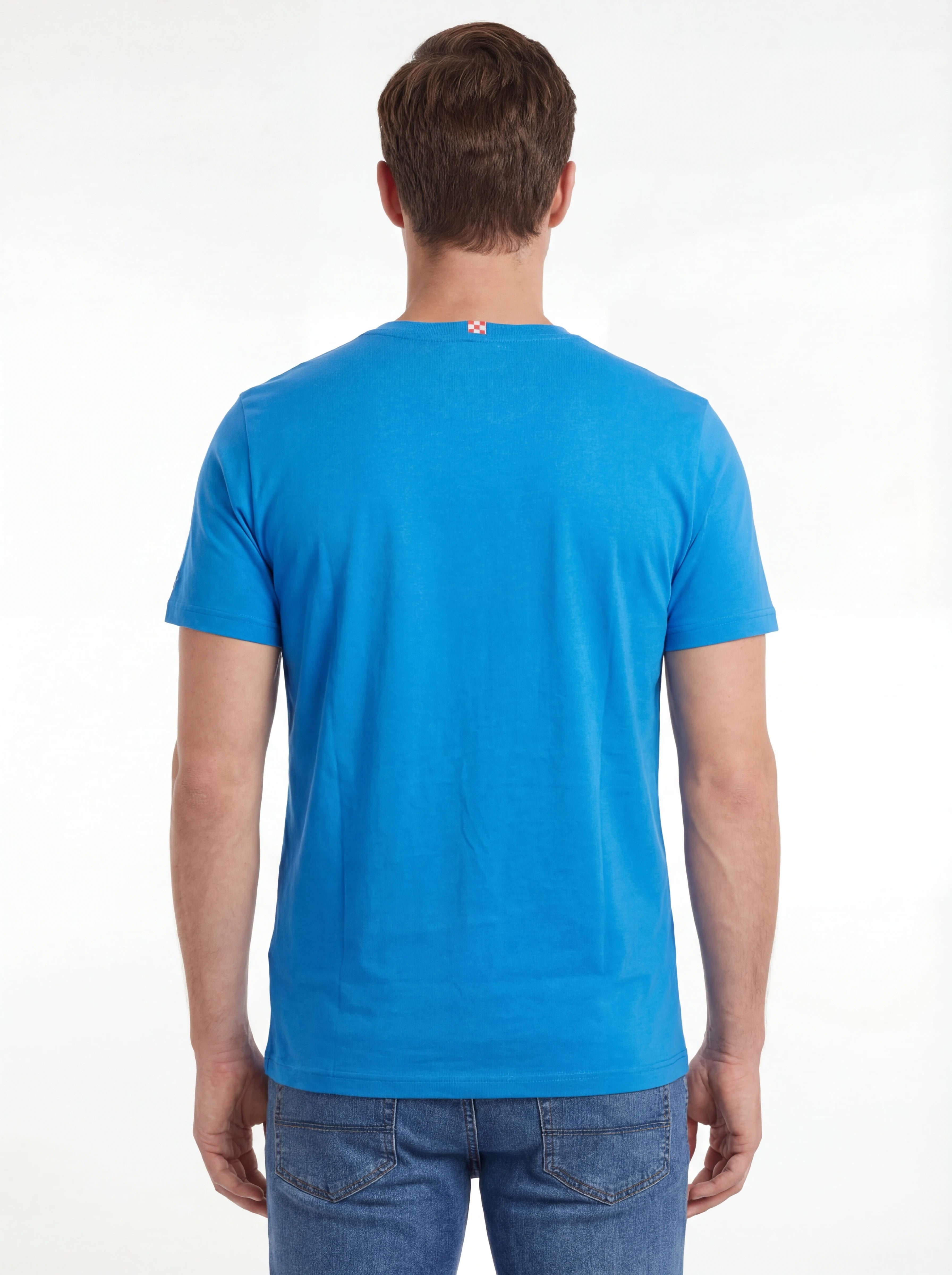 Modello a 45 gradi t-shirt bluette scritta “MIAMI” Saint Barth cotone