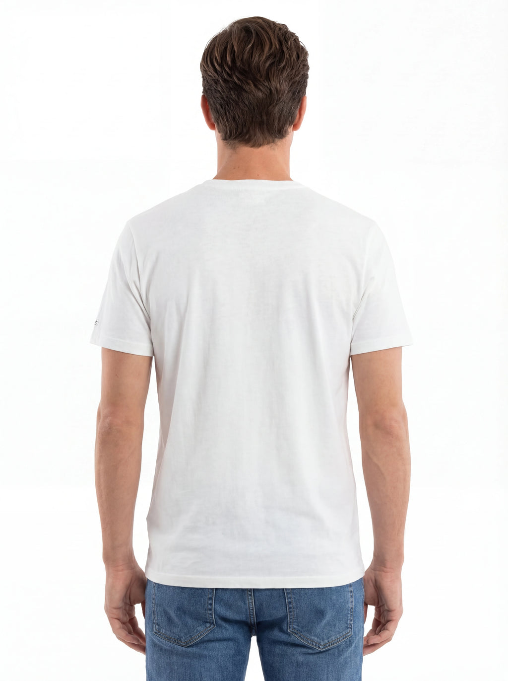 Modello a 45 gradi t-shirt bianco scritta “St. Barth COBRA” Saint Barth cotone