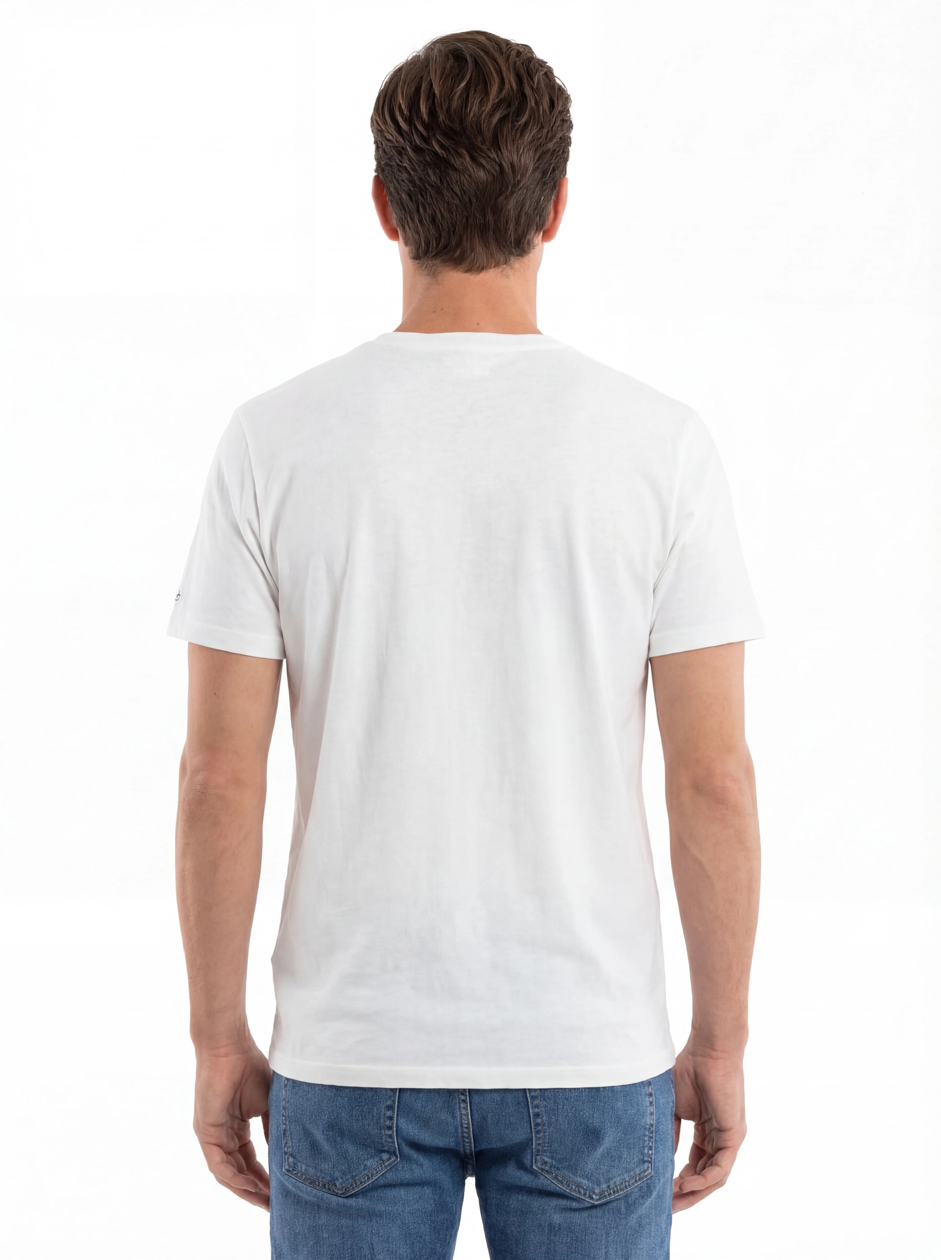 Modello a 45 gradi t-shirt bianco scritta “St. Barth COBRA” Saint Barth cotone