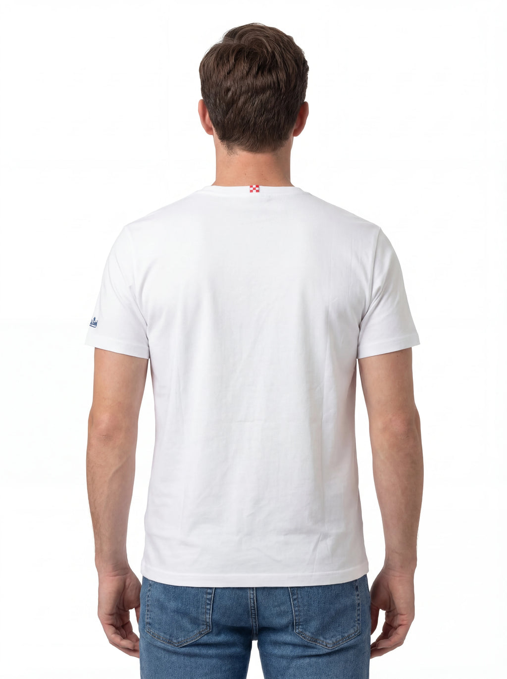 Modello a 45 gradi t-shirt bianco scritta “I Dream BIG” Saint Barth cotone